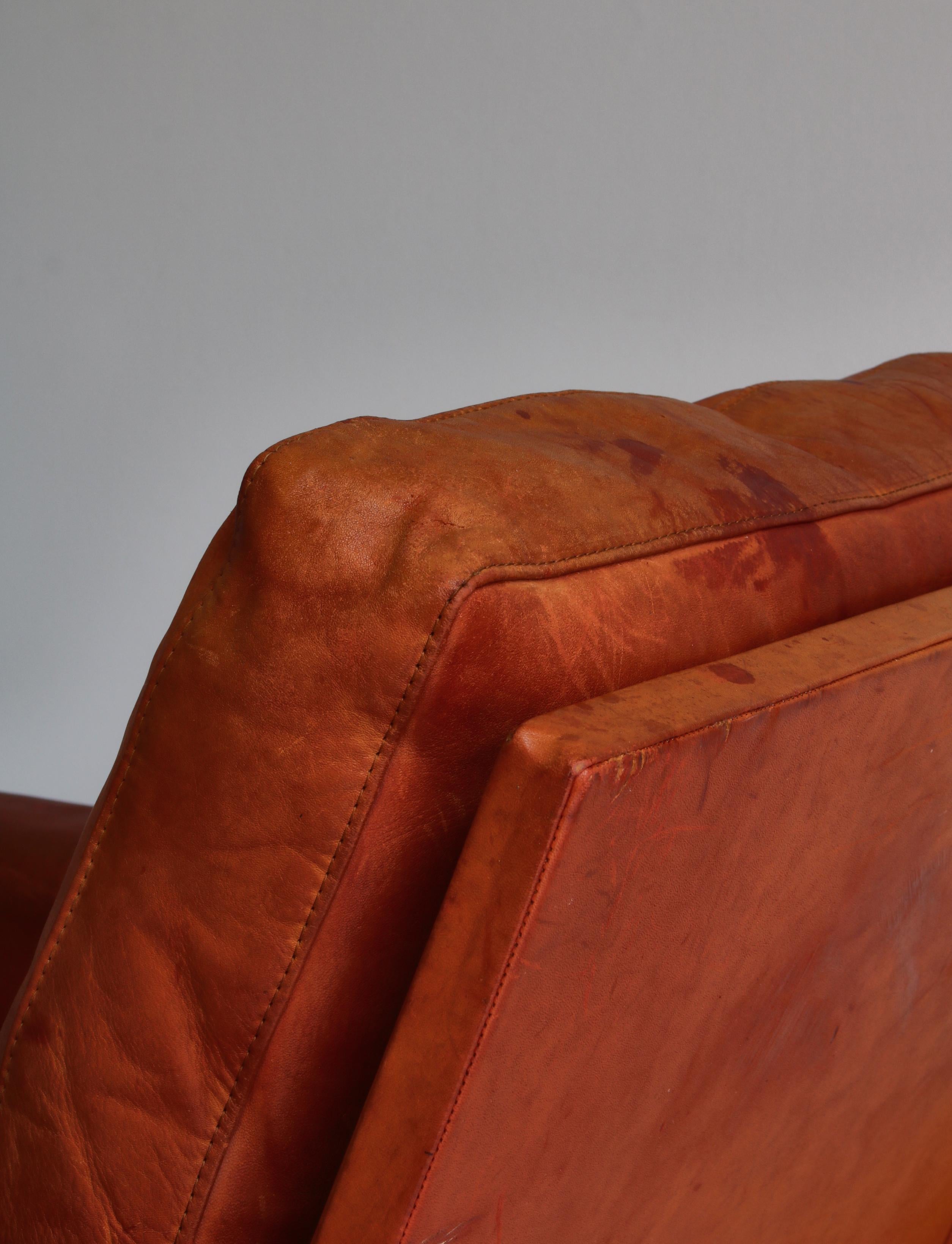 Poul Volther Easy Chair in Oak & Patinated Natural Leather Erik Jørgensen, 1961 4