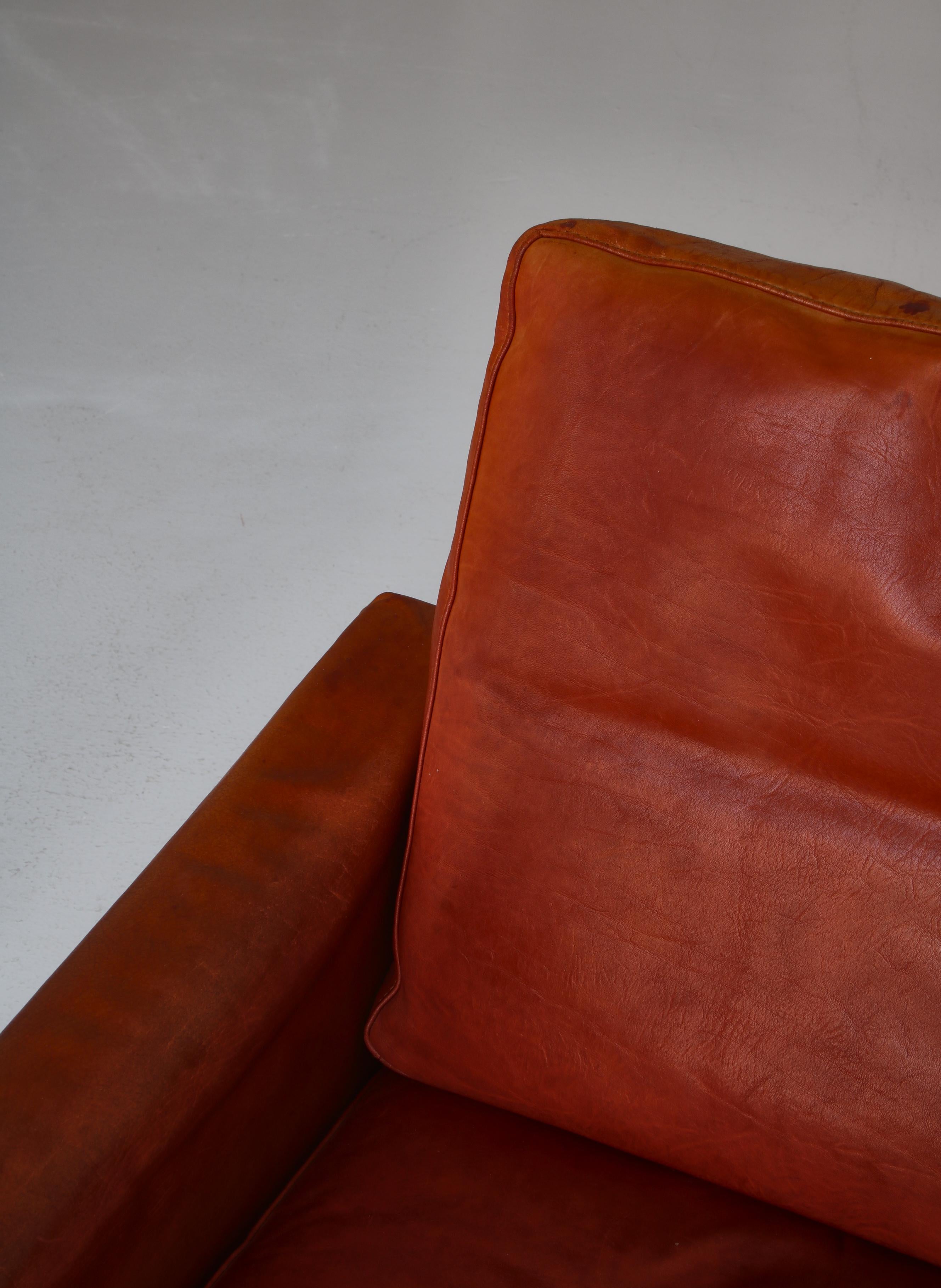 Poul Volther Easy Chair in Oak & Patinated Natural Leather Erik Jørgensen, 1961 1