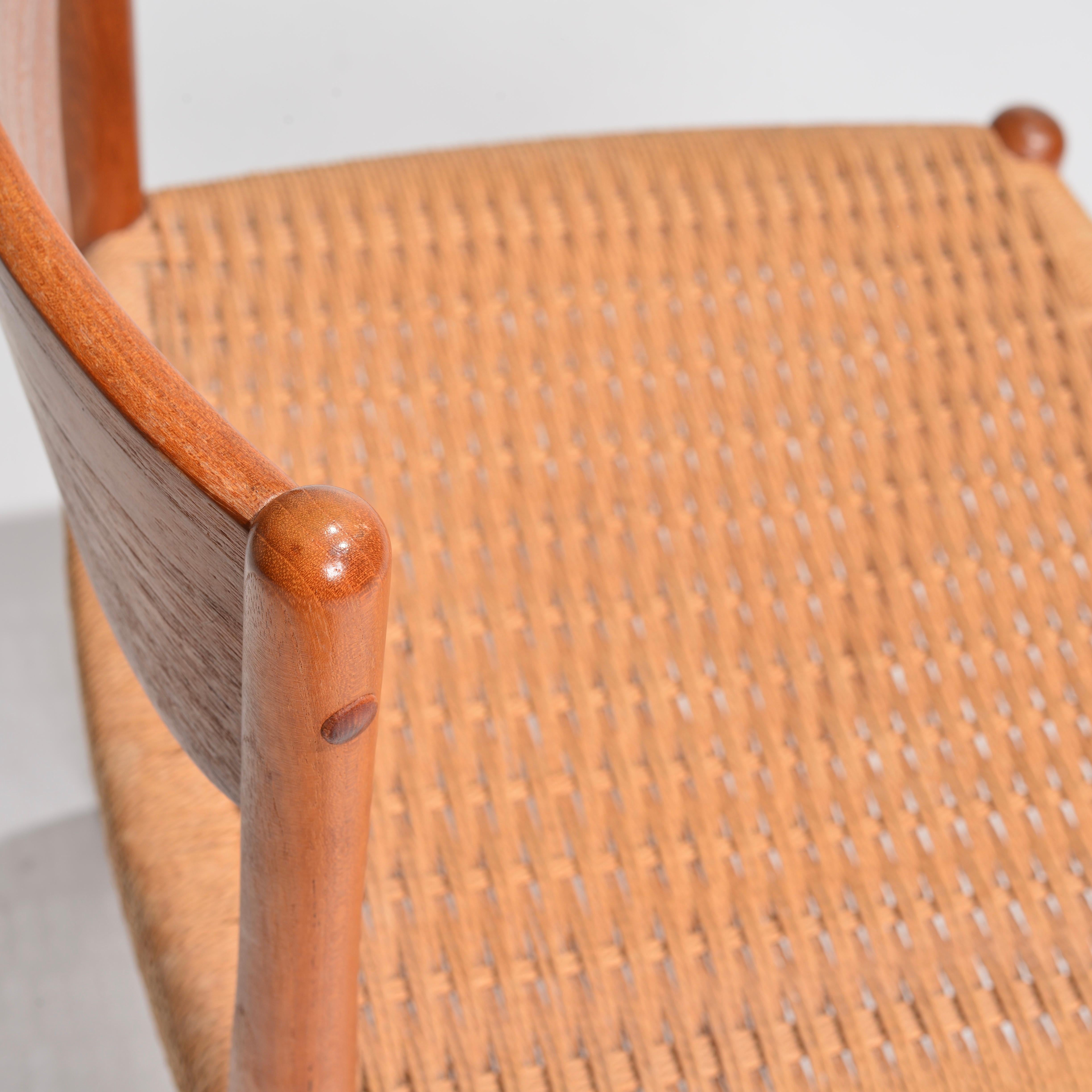 Poul Volther for Frem Rojle Danish Teak Woven Chair Midcentury 1960s In Good Condition For Sale In Los Angeles, CA