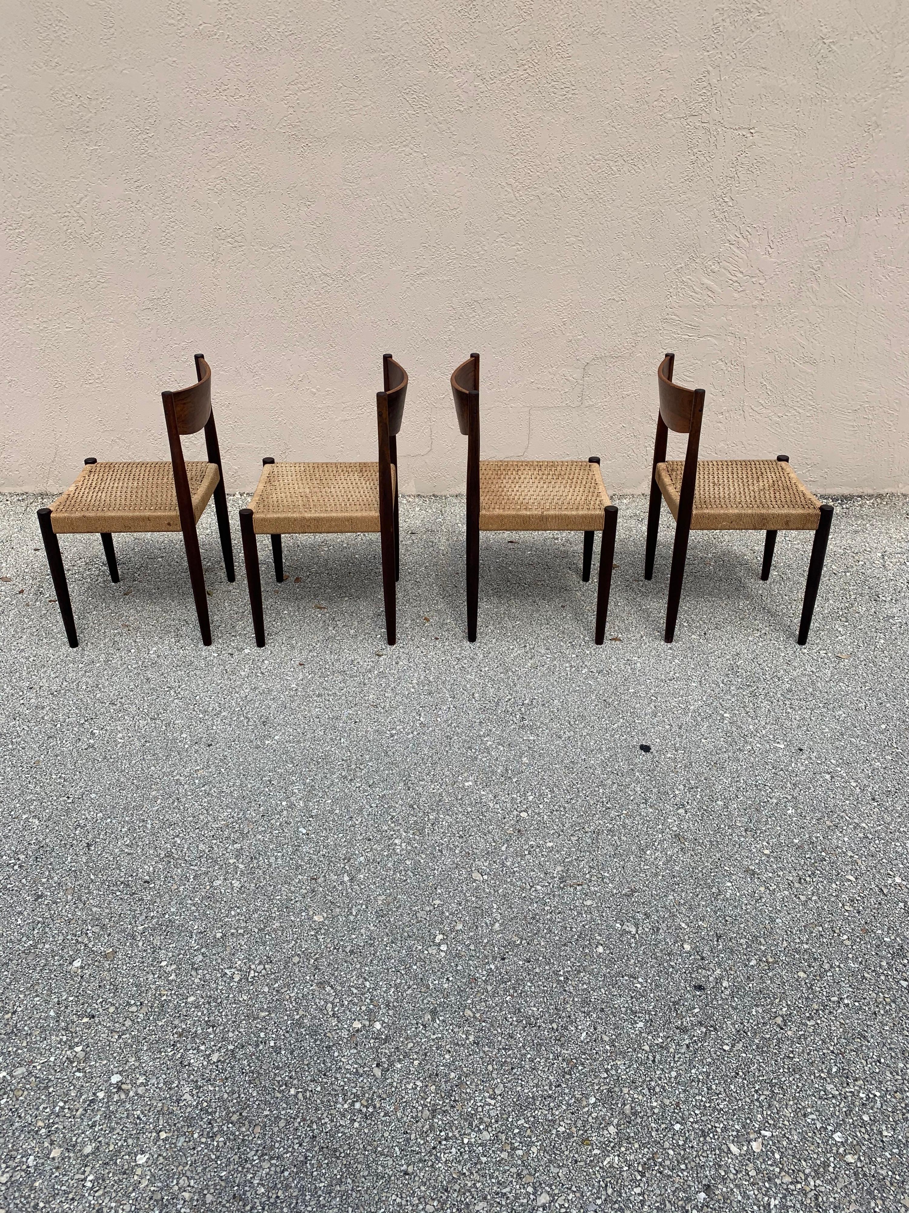 Mid-Century Modern Poul Volther for Frem Rojle Dining Chairs in Rosewood and Danish Cord, set of 4