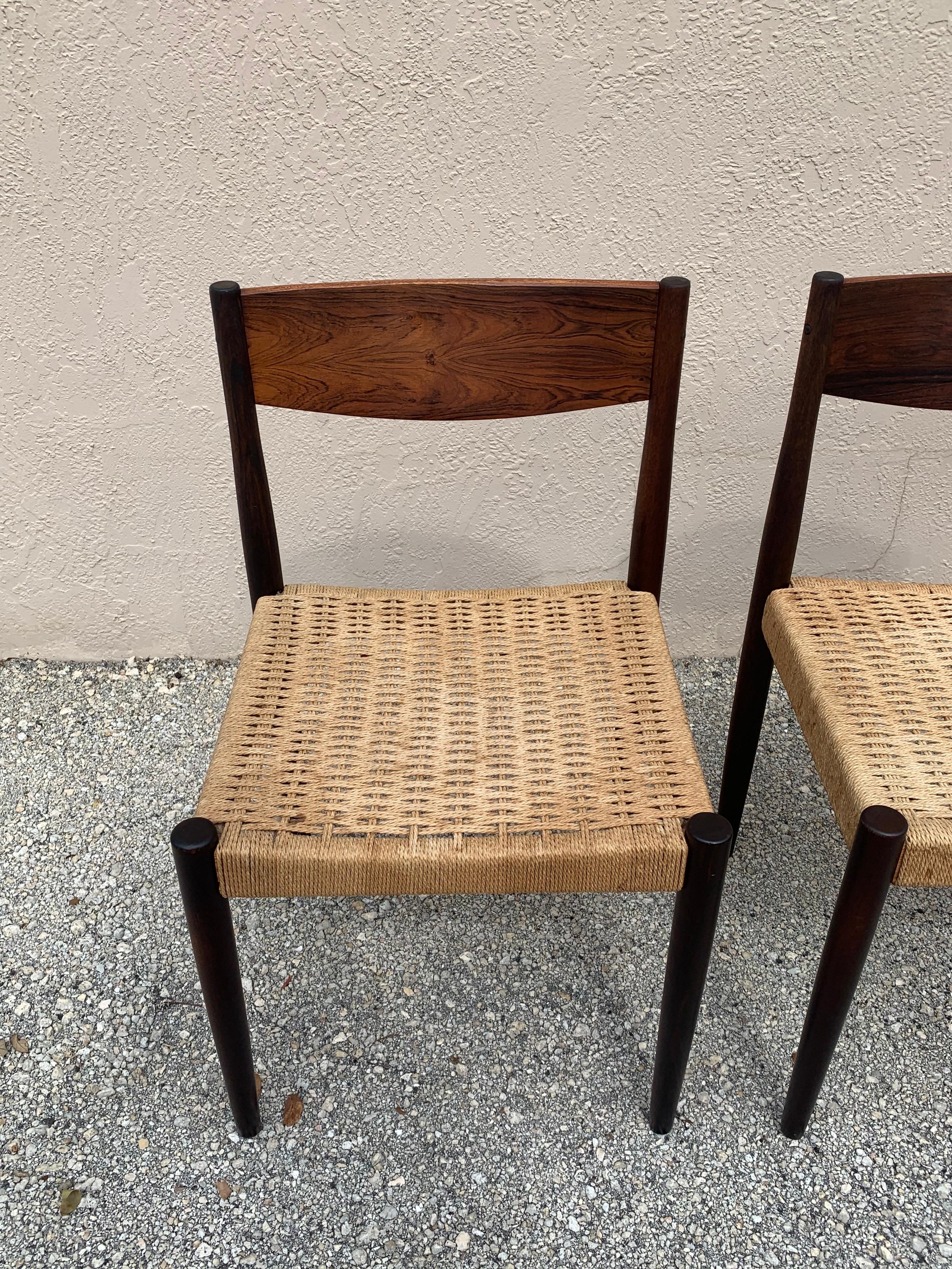 Poul Volther for Frem Rojle Dining Chairs in Rosewood and Danish Cord, set of 4 In Good Condition In Boynton Beach, FL