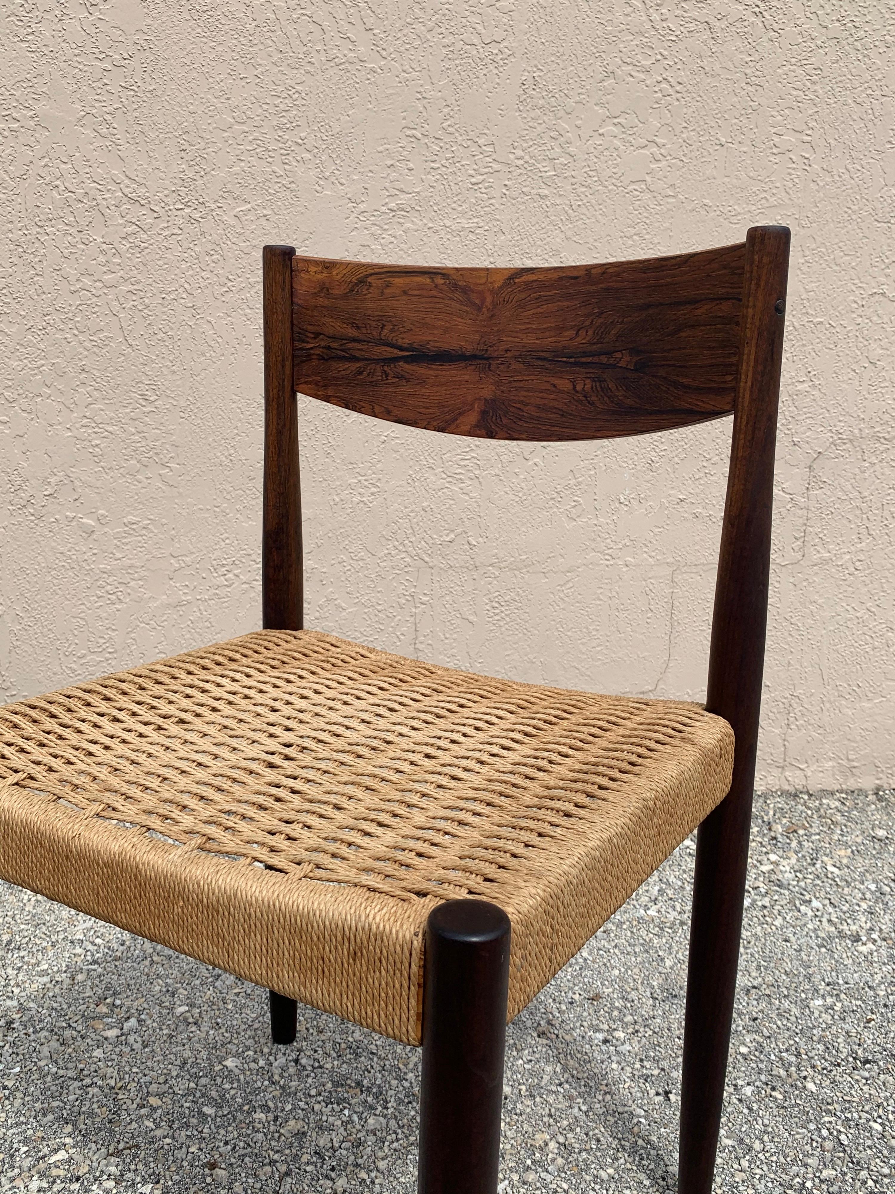 Poul Volther for Frem Rojle Dining Chairs in Rosewood and Danish Cord, set of 4 2