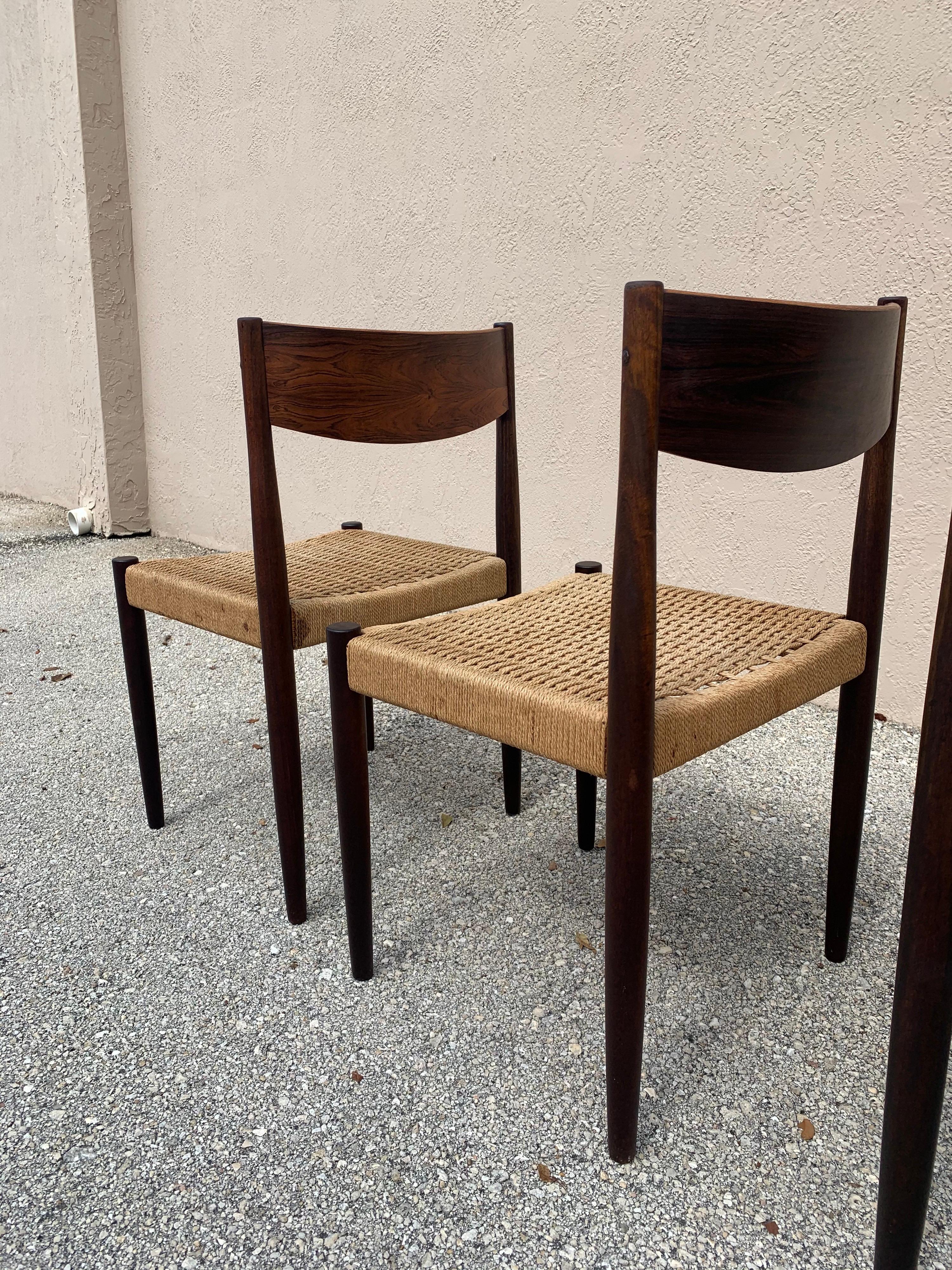 Poul Volther for Frem Rojle Dining Chairs in Rosewood and Danish Cord, set of 4 3
