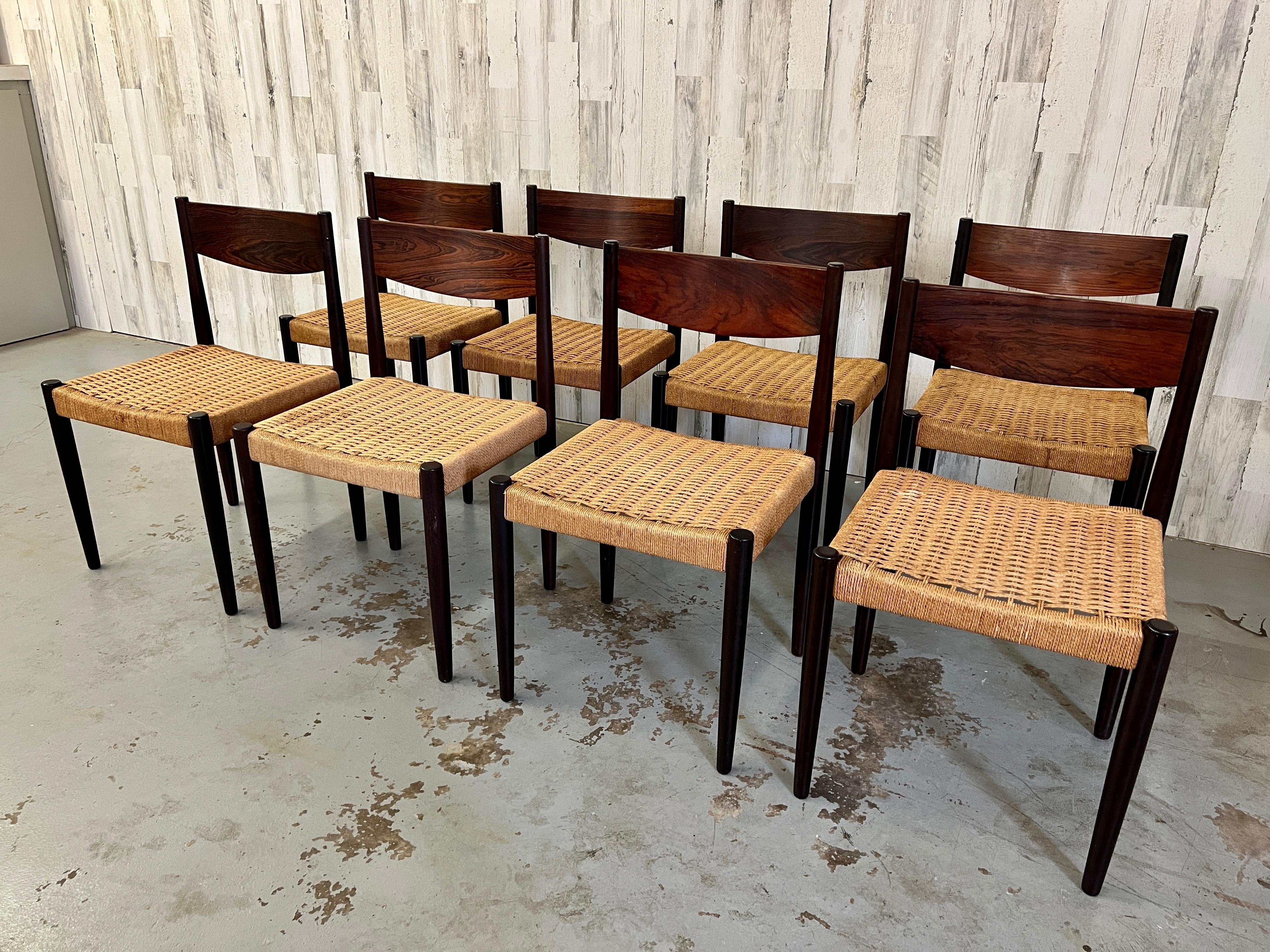 Poul Volther for Frem Rojle Rosewood Dining Chairs Set of Eight In Good Condition In Denton, TX