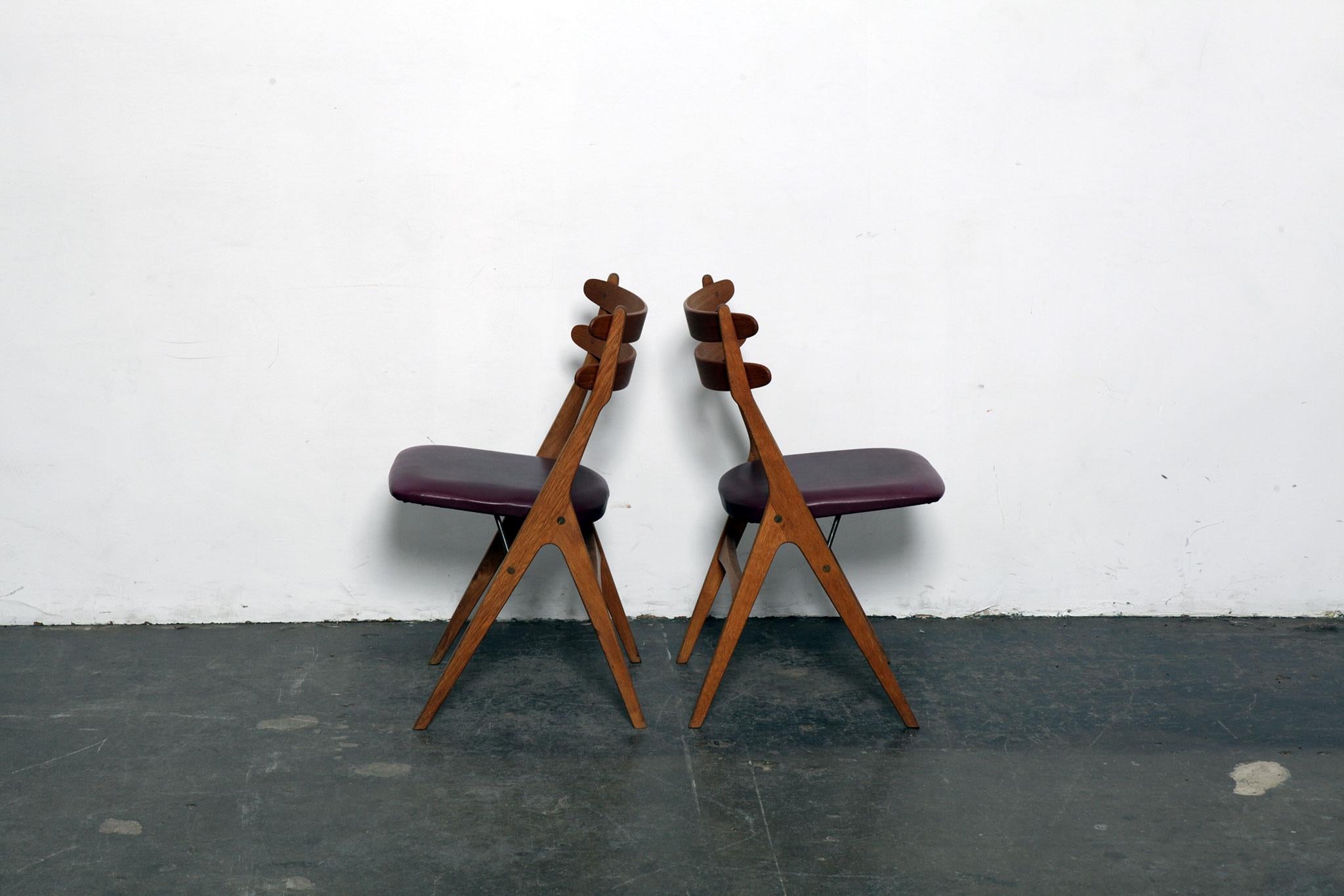 Mid-Century Modern Poul Volther Oak and Teak Side or Dining Chairs, Denmark, 1950s