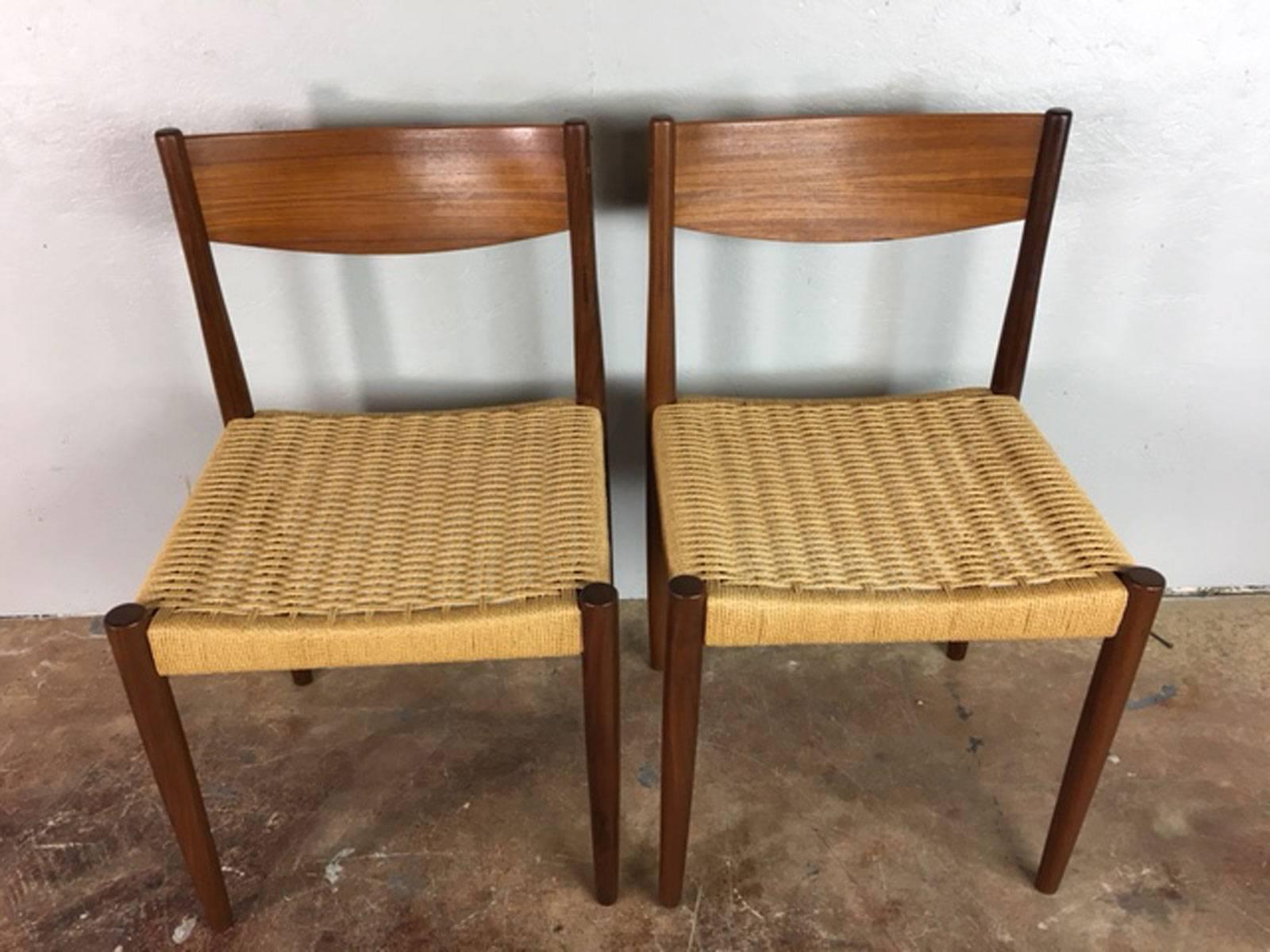 Mid-Century Modern Poul Volther Paper Cord Dining Chairs for Frem Rojle  For Sale