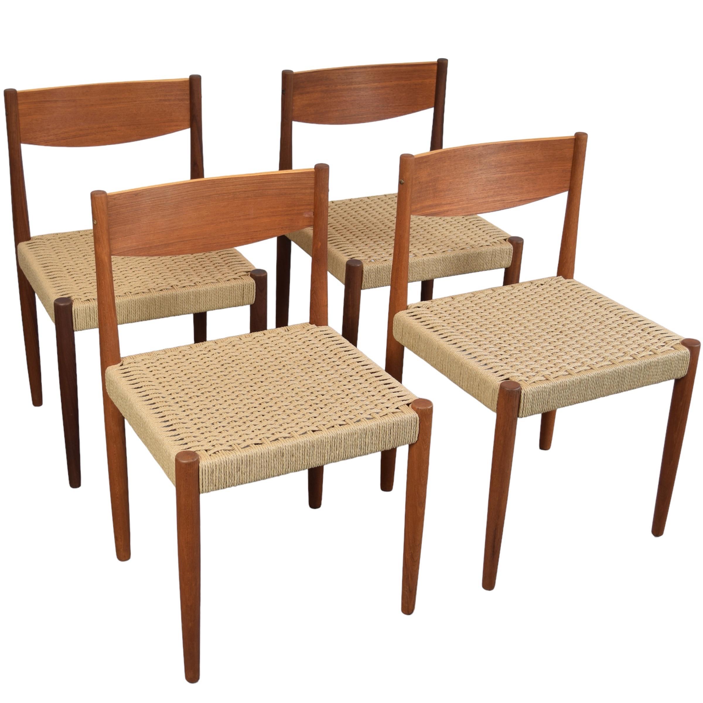 Poul Volther Papercord & Teak Dining Chair Set For Sale