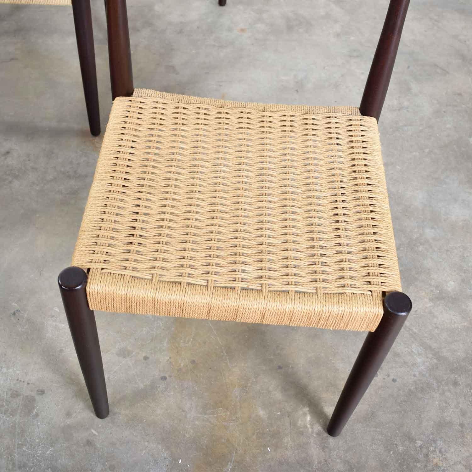 Poul Volther Scandinavian Modern Rosewood Paper Cord Dining Chairs by Frem Røjle 11