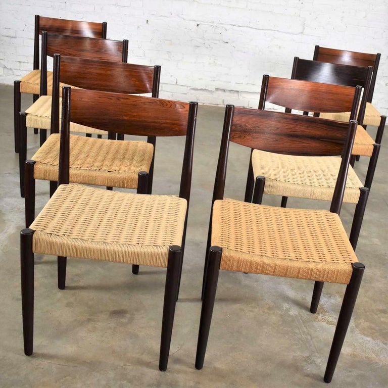poul-volther-scandinavian-modern-rosewood-paper-cord-dining-chairs-by