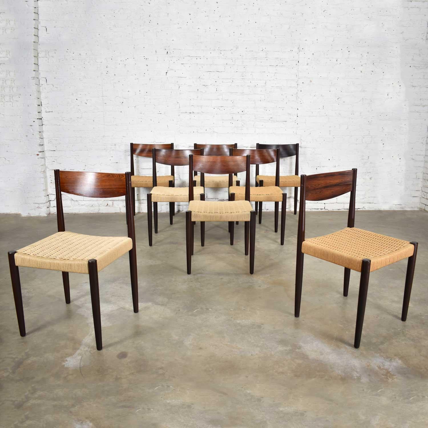 Papercord Poul Volther Scandinavian Modern Rosewood Paper Cord Dining Chairs by Frem Røjle