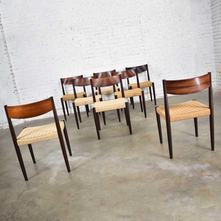 poul-volther-scandinavian-modern-rosewood-paper-cord-dining-chairs-by