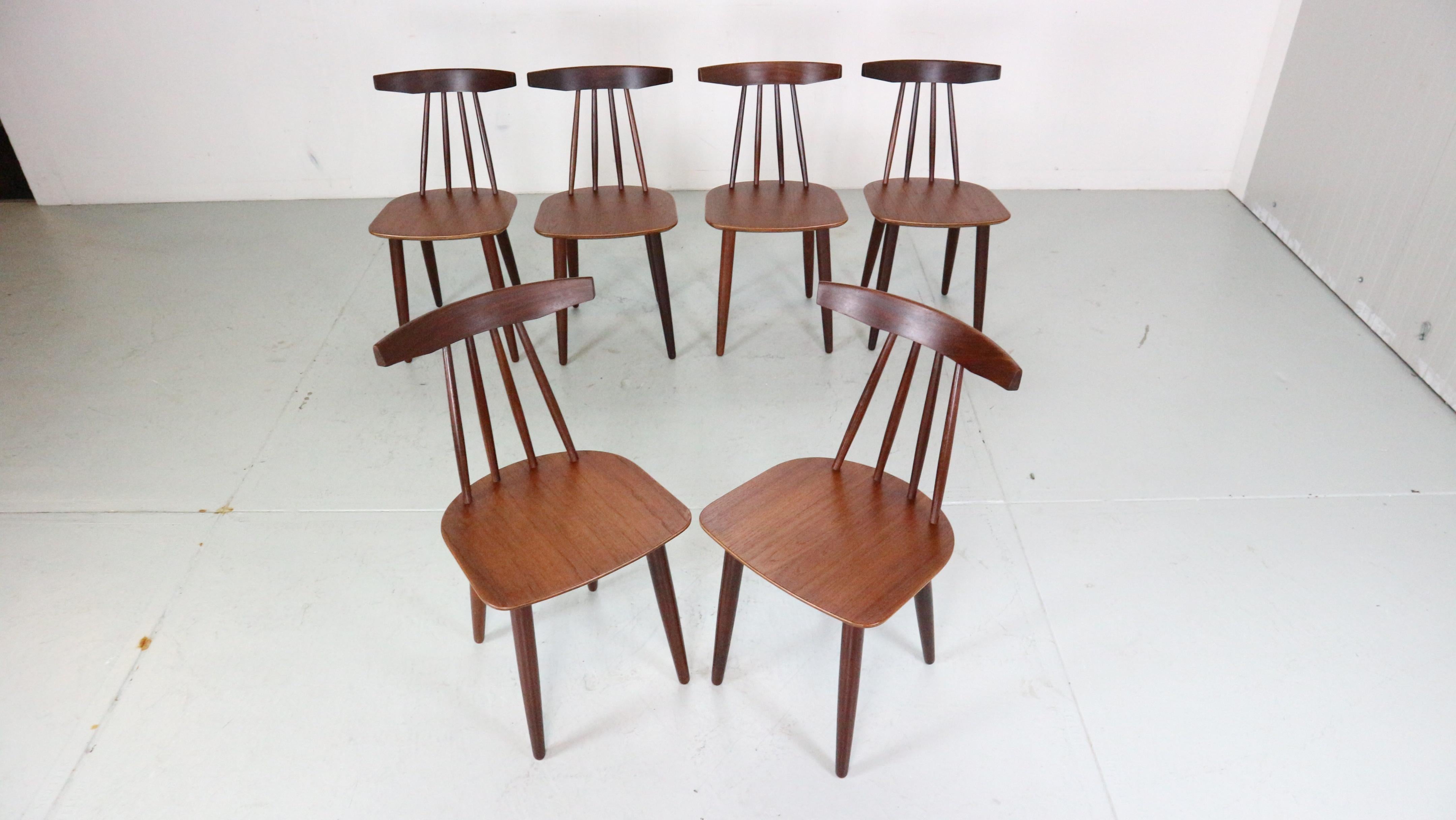 Mid-Century Modern Poul Volther Set Of 6 Dinning Room Chairs 