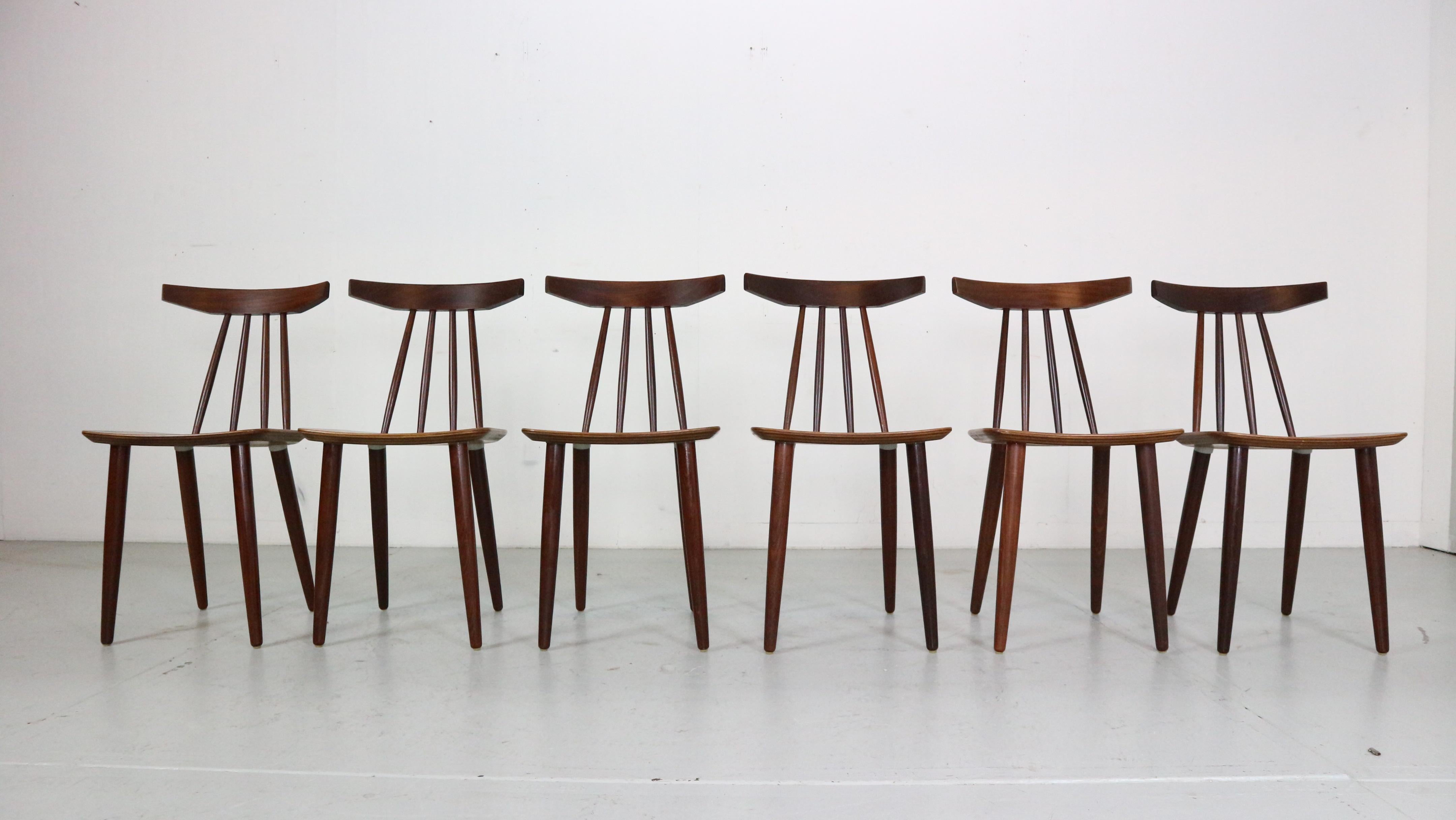 Danish Poul Volther Set Of 6 Dinning Room Chairs 