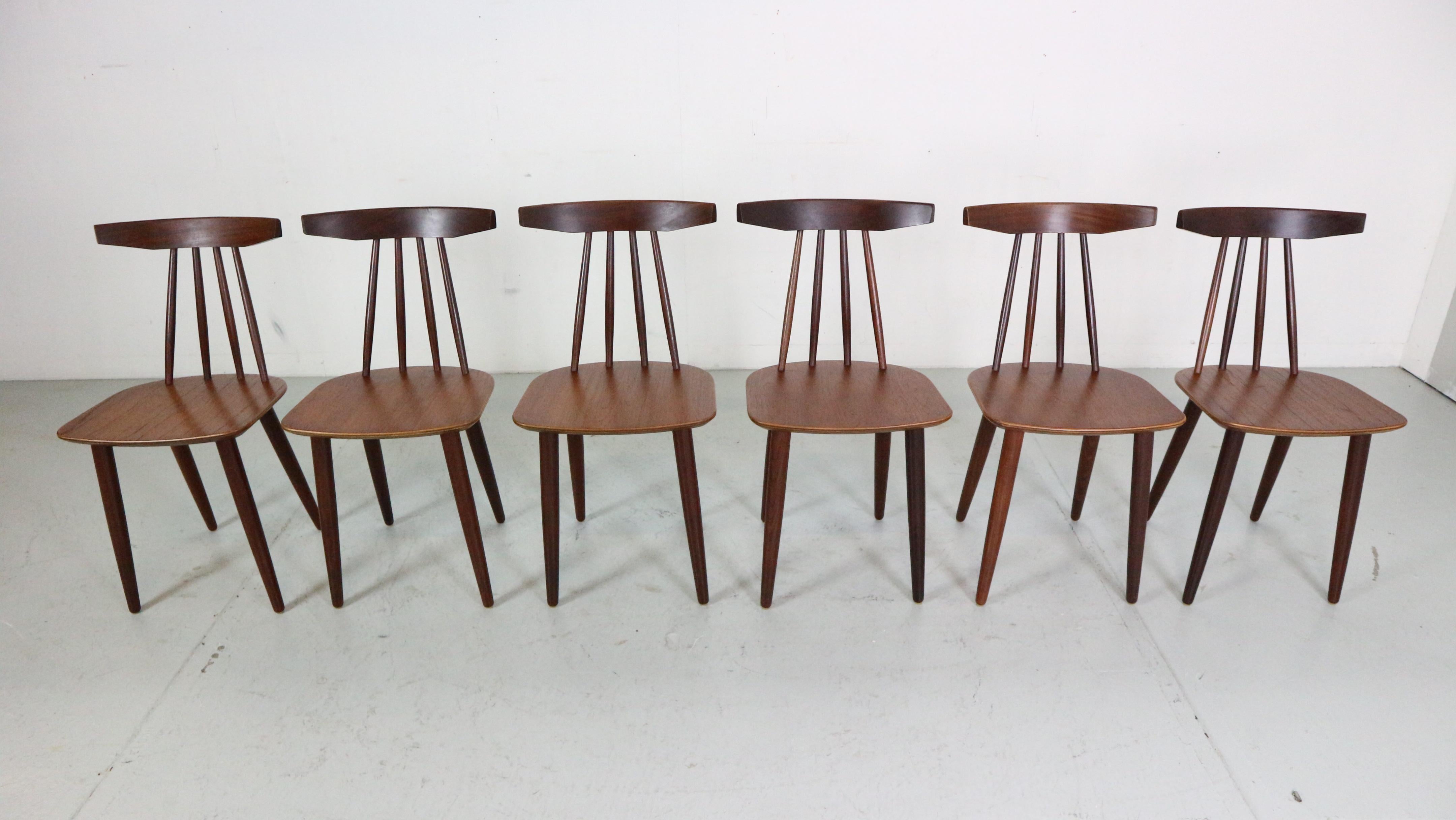 Mid-20th Century Poul Volther Set Of 6 Dinning Room Chairs 
