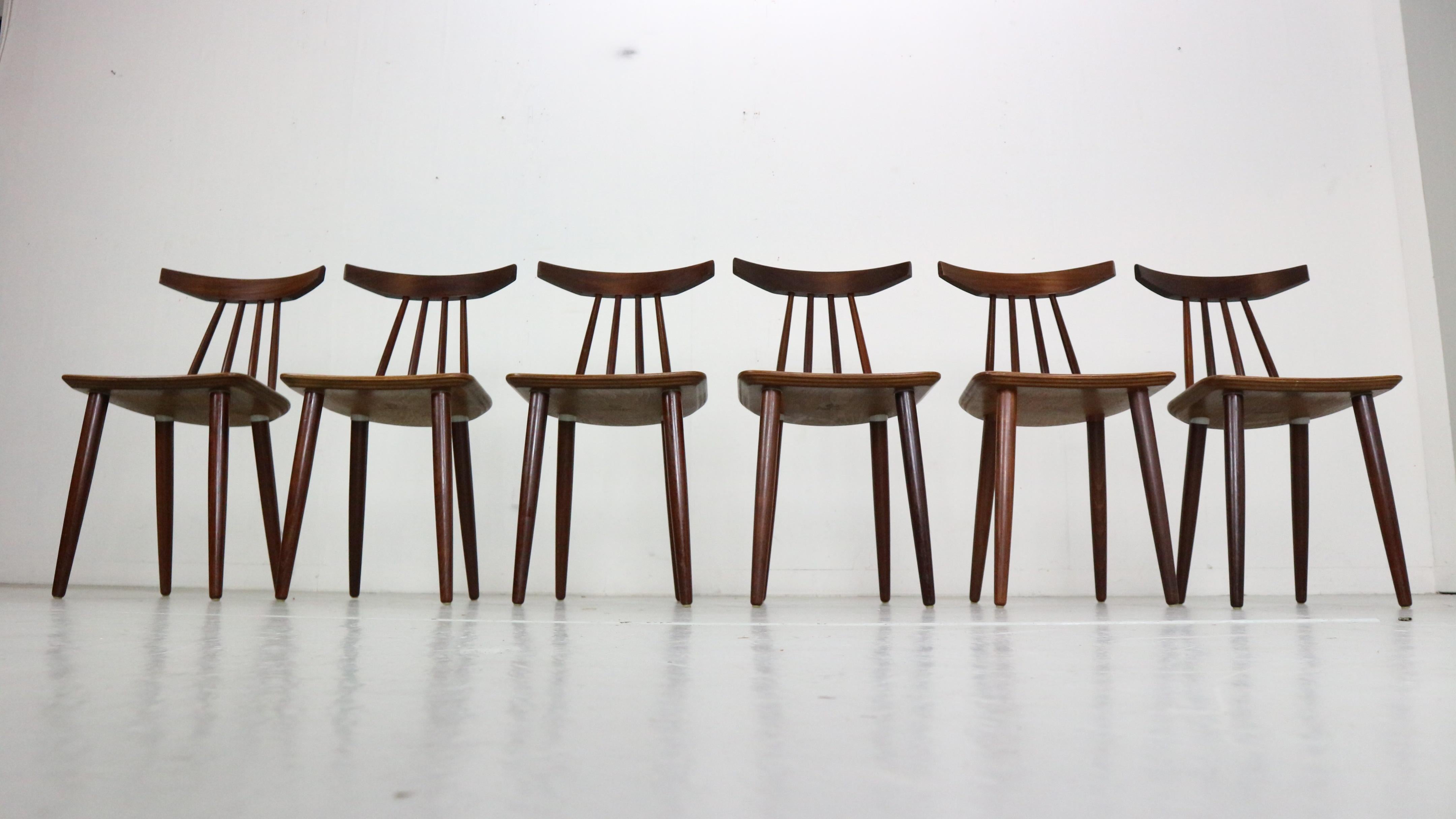 Teak Poul Volther Set Of 6 Dinning Room Chairs 