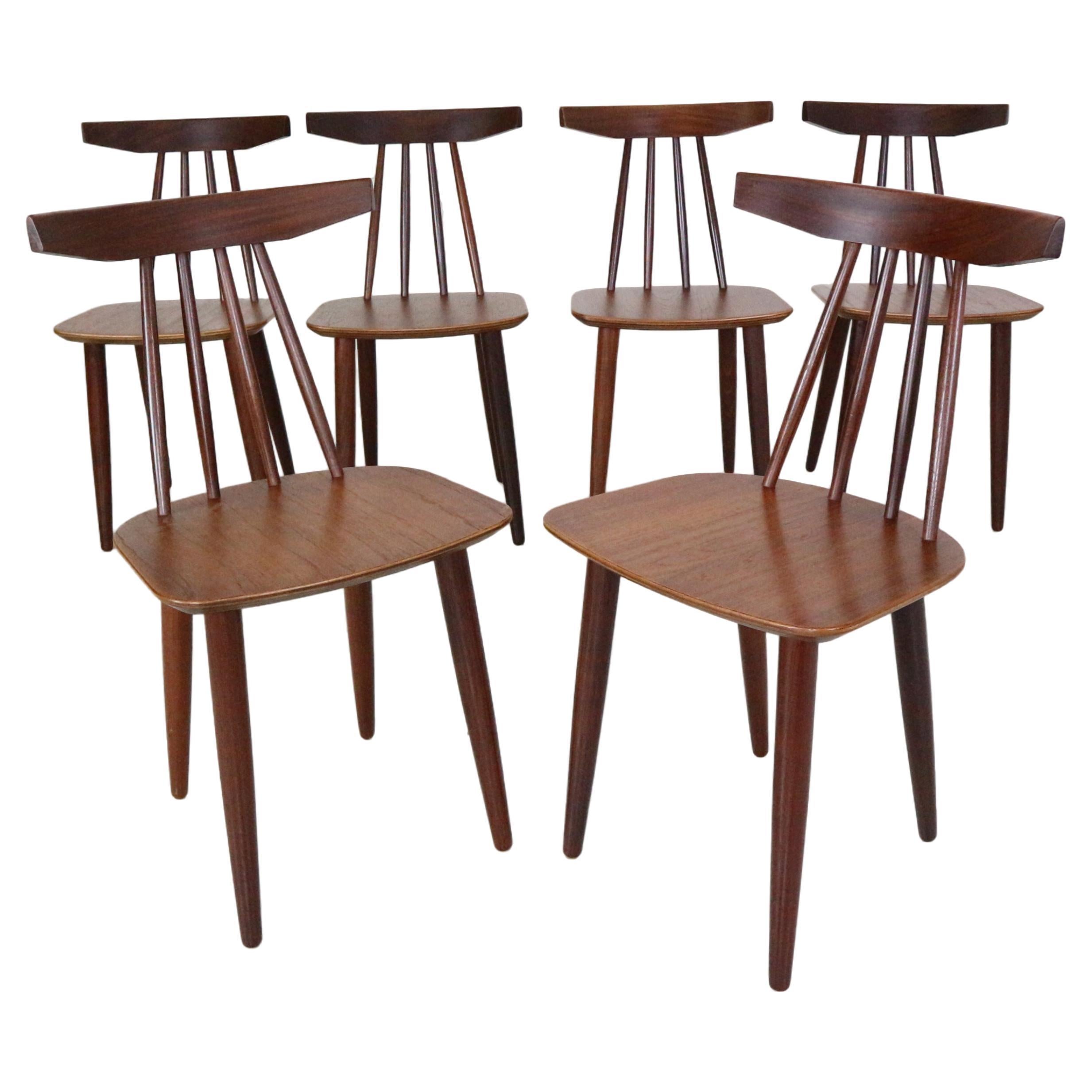 Poul Volther Set Of 6 Dinning Room Chairs "3705" For Fremel Røjle, Denmark, 1960 For Sale