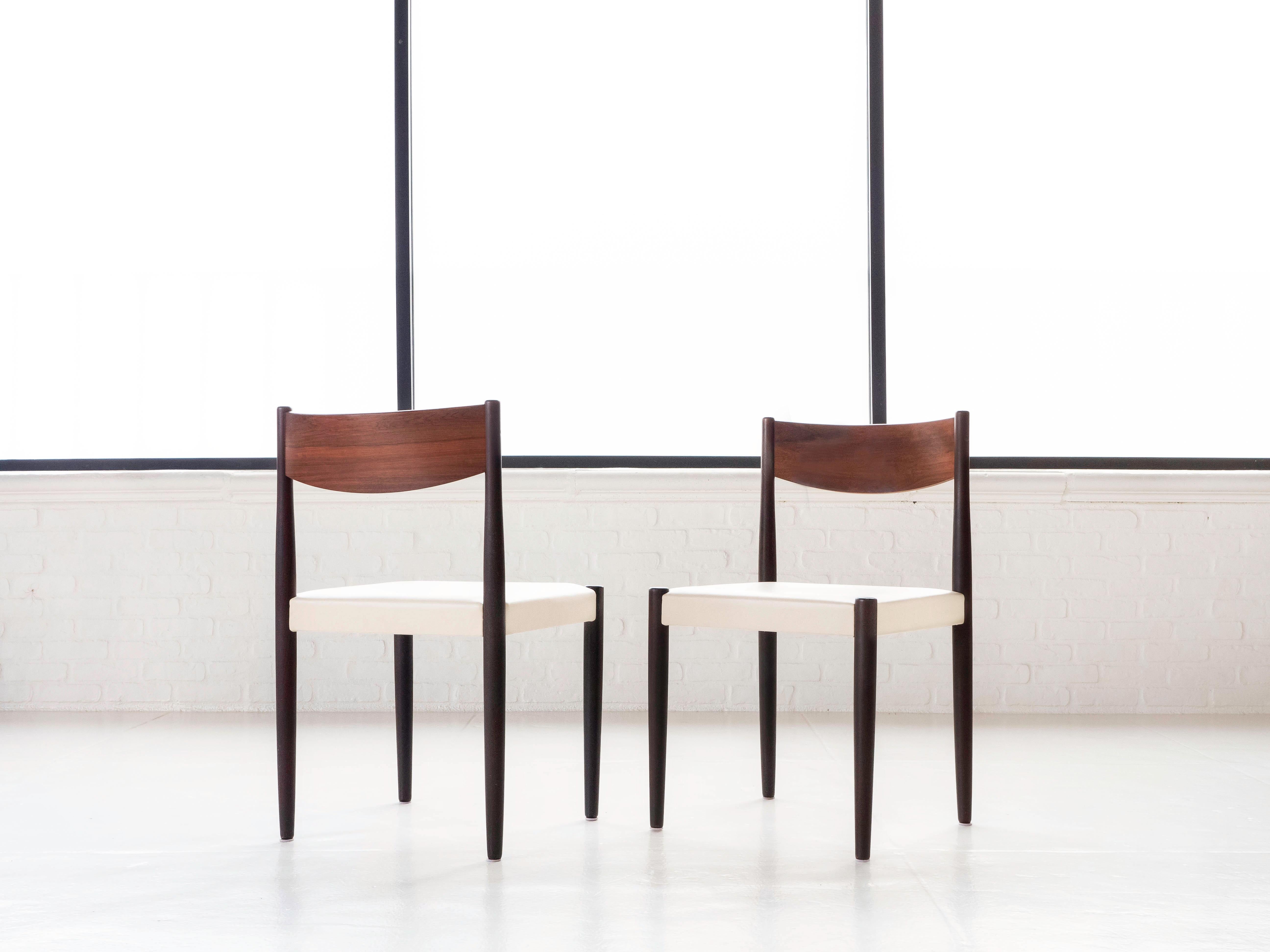 Poul Volther Set of 6 Rosewood & Leather Dining Chairs for Frem Røjle, Denmark In Good Condition In Los Angeles, CA