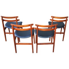 Poul Volther Set of Four Danish Modern Teak Ladder Back Dining Chairs