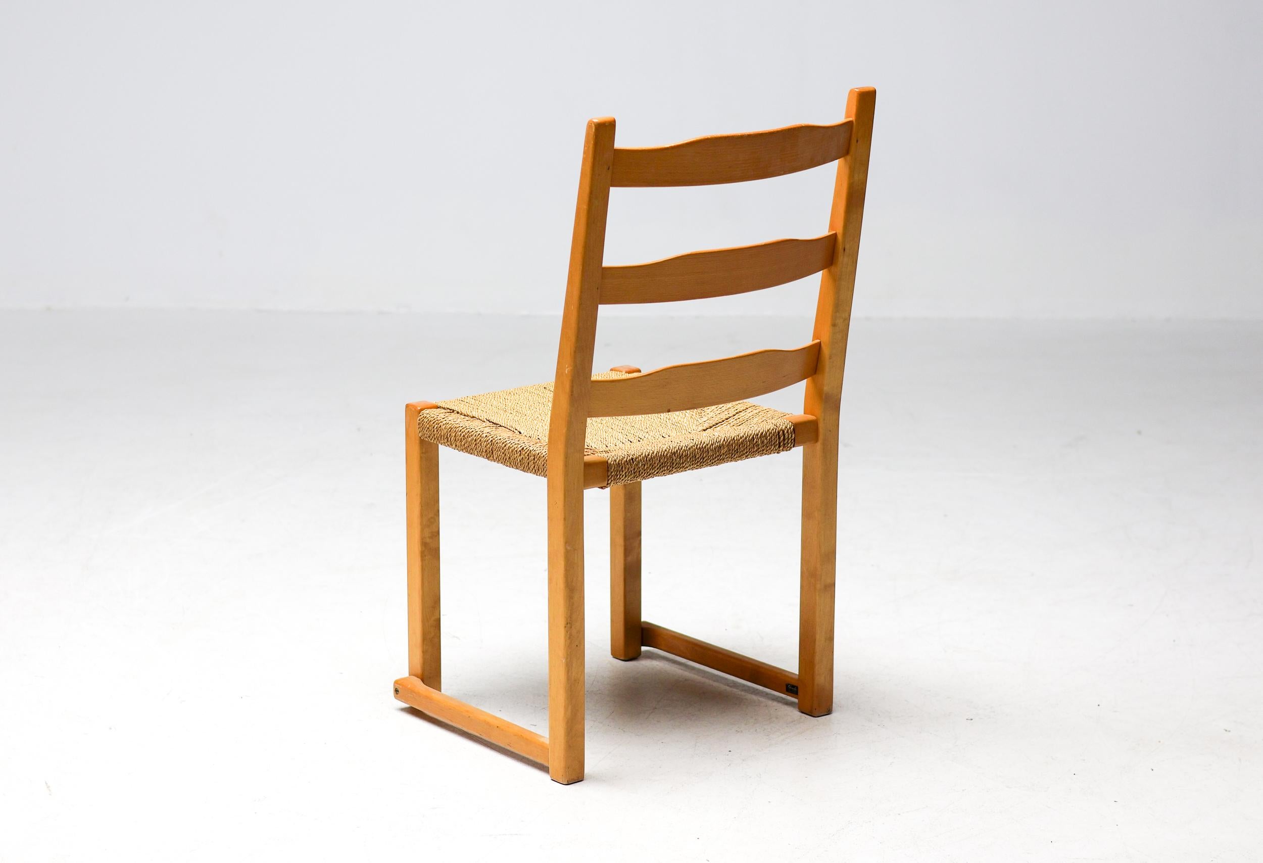 Rope Poul Volther Stacking Chairs Gemla Sweden in Ash Scandinavian Mid Century Modern For Sale