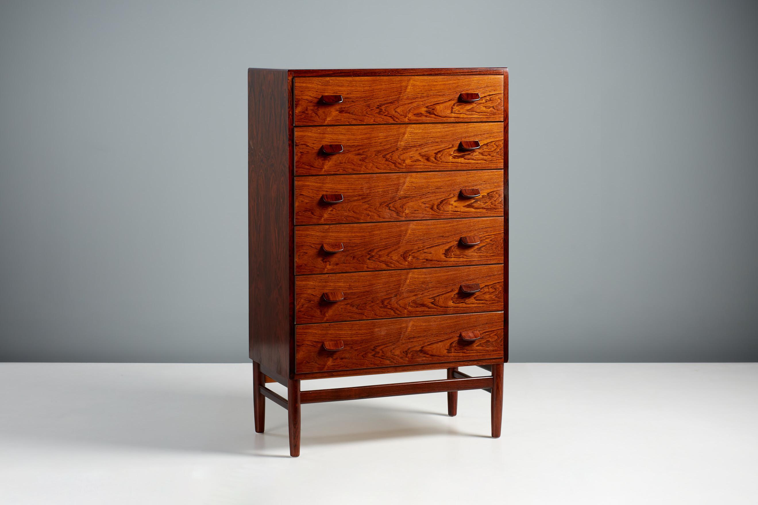 Scandinavian Modern Poul Volther Tall Rosewood Chest of Drawers, circa 1960s For Sale