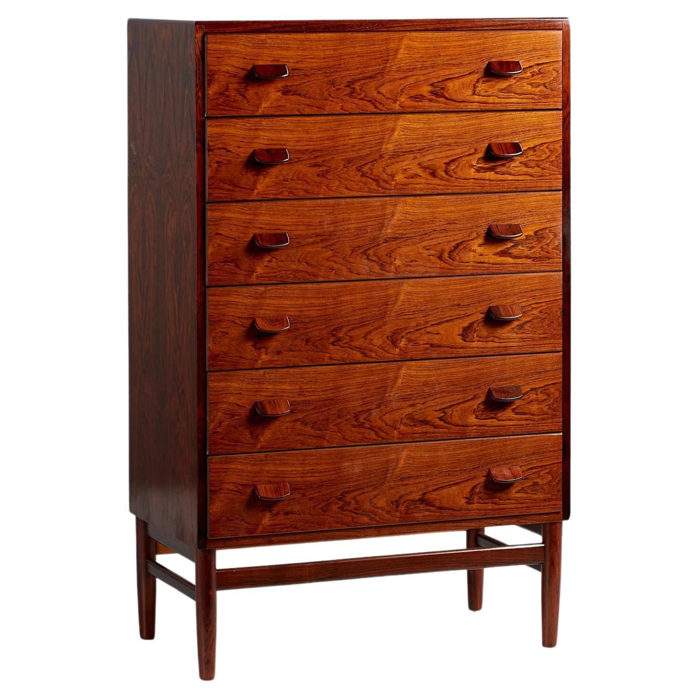 Poul Volther Tall Rosewood Chest of Drawers, circa 1960s