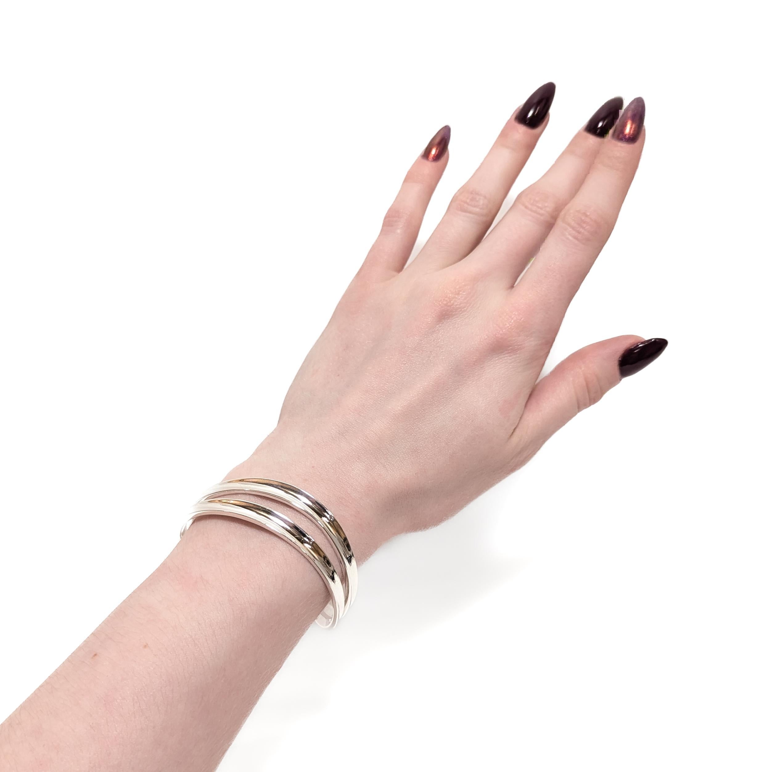 Bracelet manchette en argent sterling ajouré de Poul Warmind, moderniste danois Bon état - En vente à Philadelphia, PA