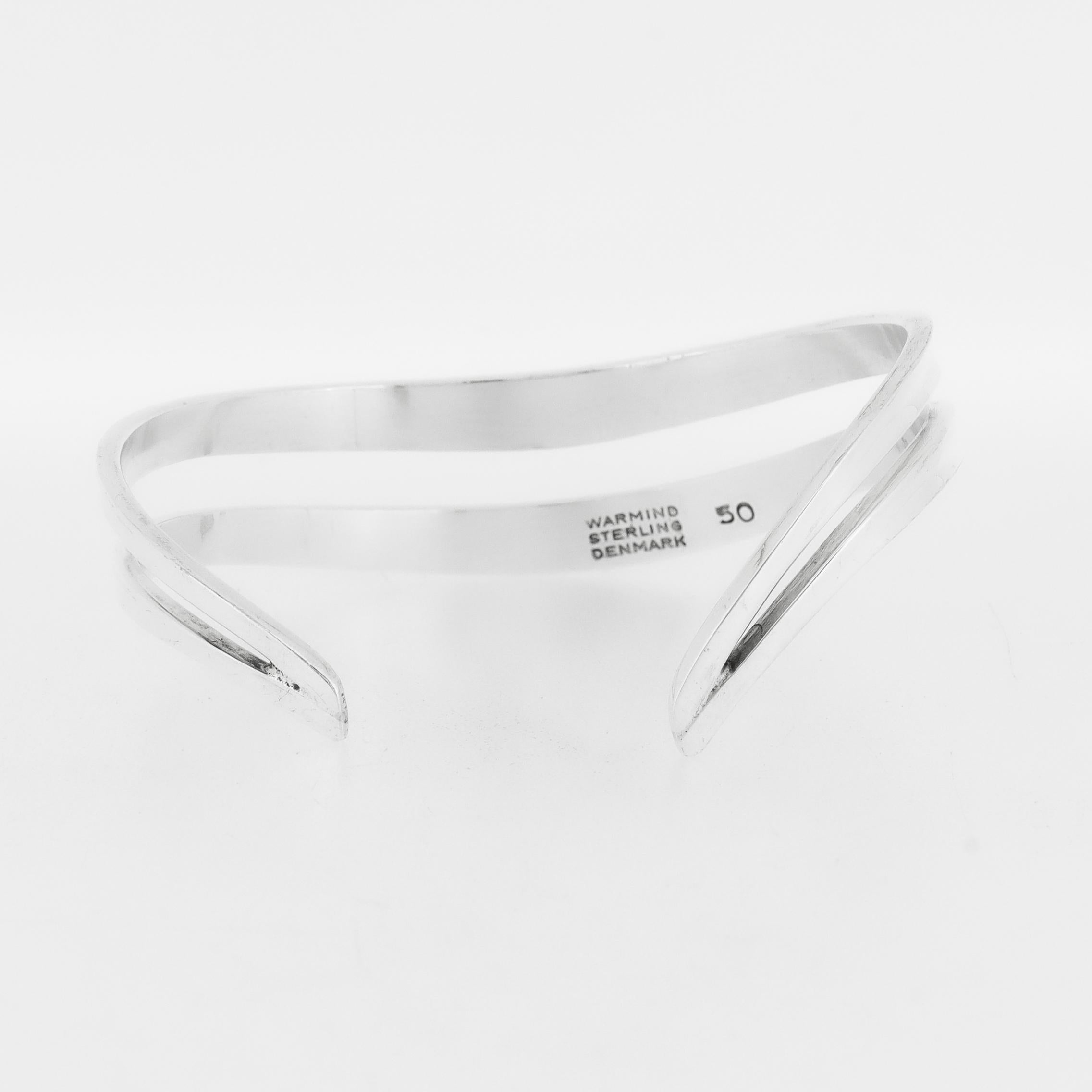 Bracelet manchette en argent sterling ajouré de Poul Warmind, moderniste danois en vente 3