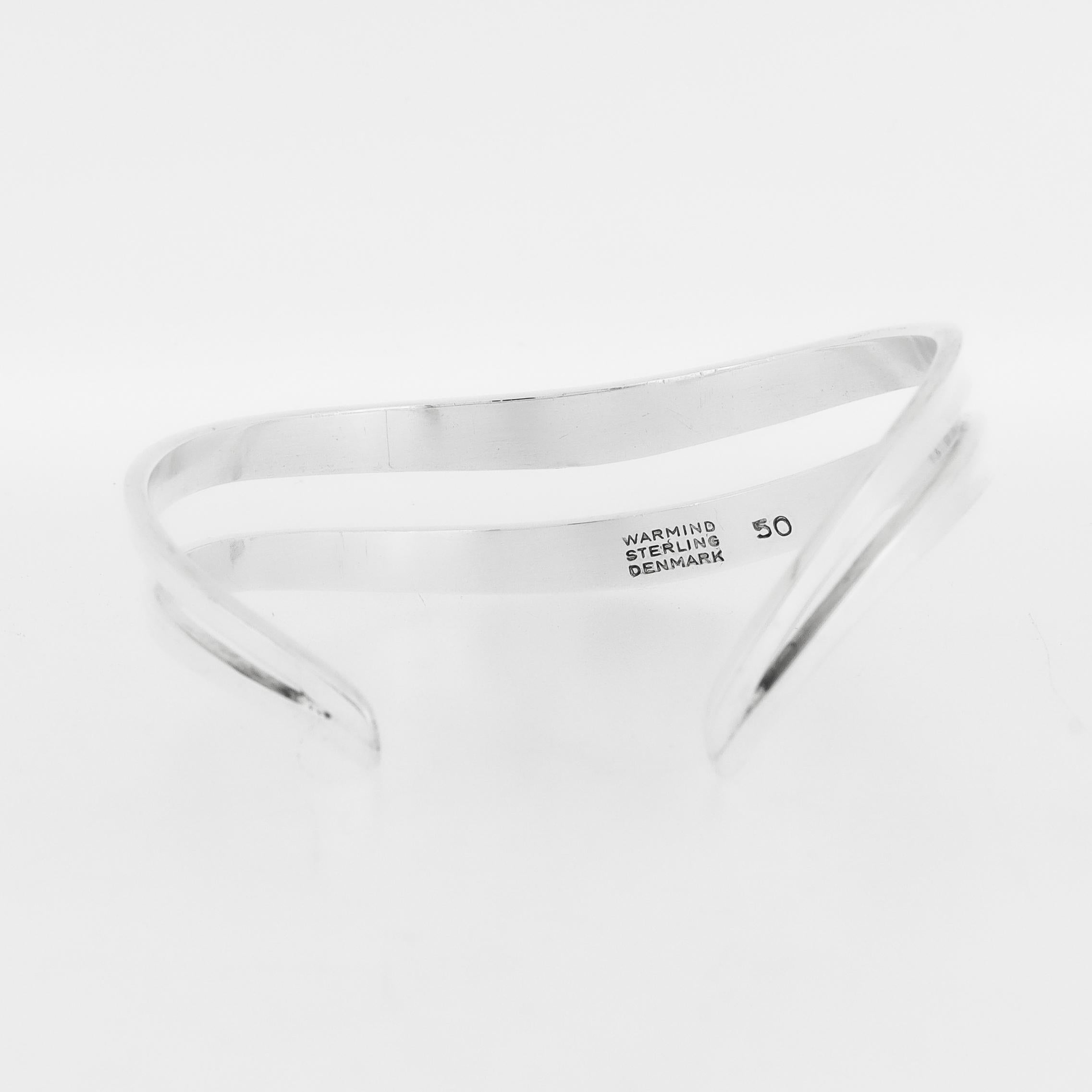 Bracelet manchette en argent sterling ajouré de Poul Warmind, moderniste danois en vente 4