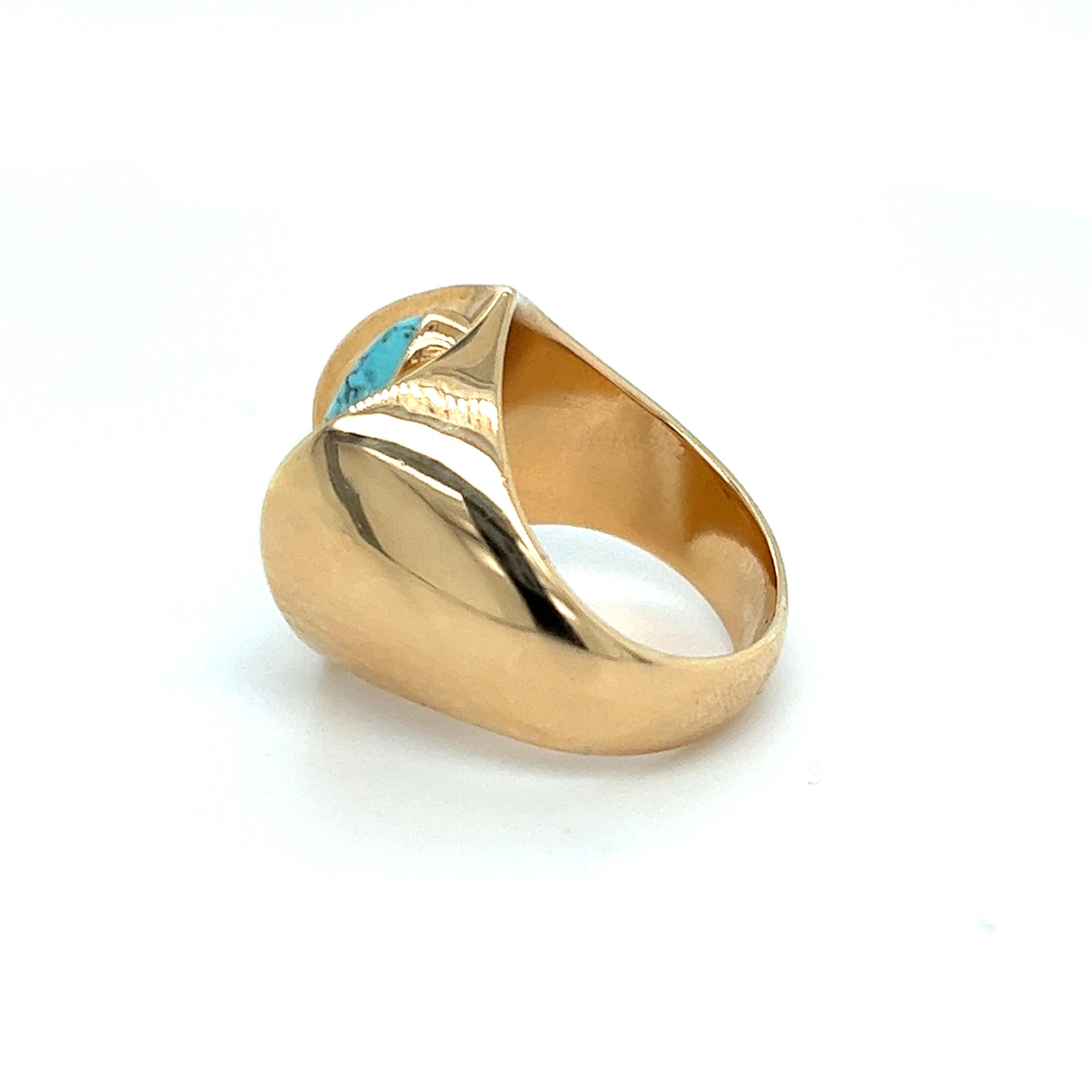 Marquise Cut Poul Warmind Denmark Modernist Turquoise Ring in 18k Gold