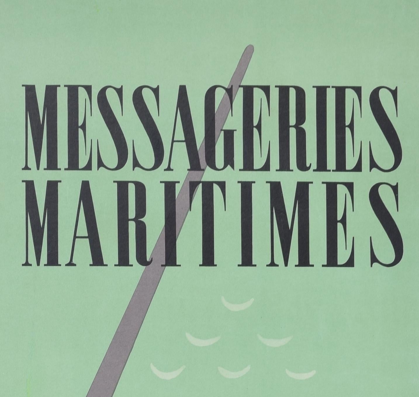 Messageries Maritimes - Union Francaise original vintage poster by Poulain For Sale 2