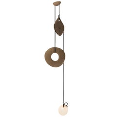Aufgehängte skulpturale hängelampe, organisches holz & glas von Jérôme Pereira