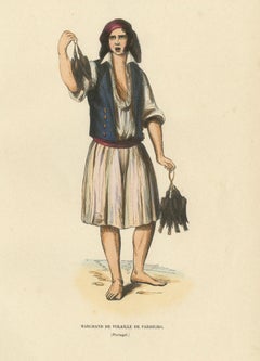 Poultry Seller of Pardilho, Portugal – Hand-Coloured Lithograph, c.1845