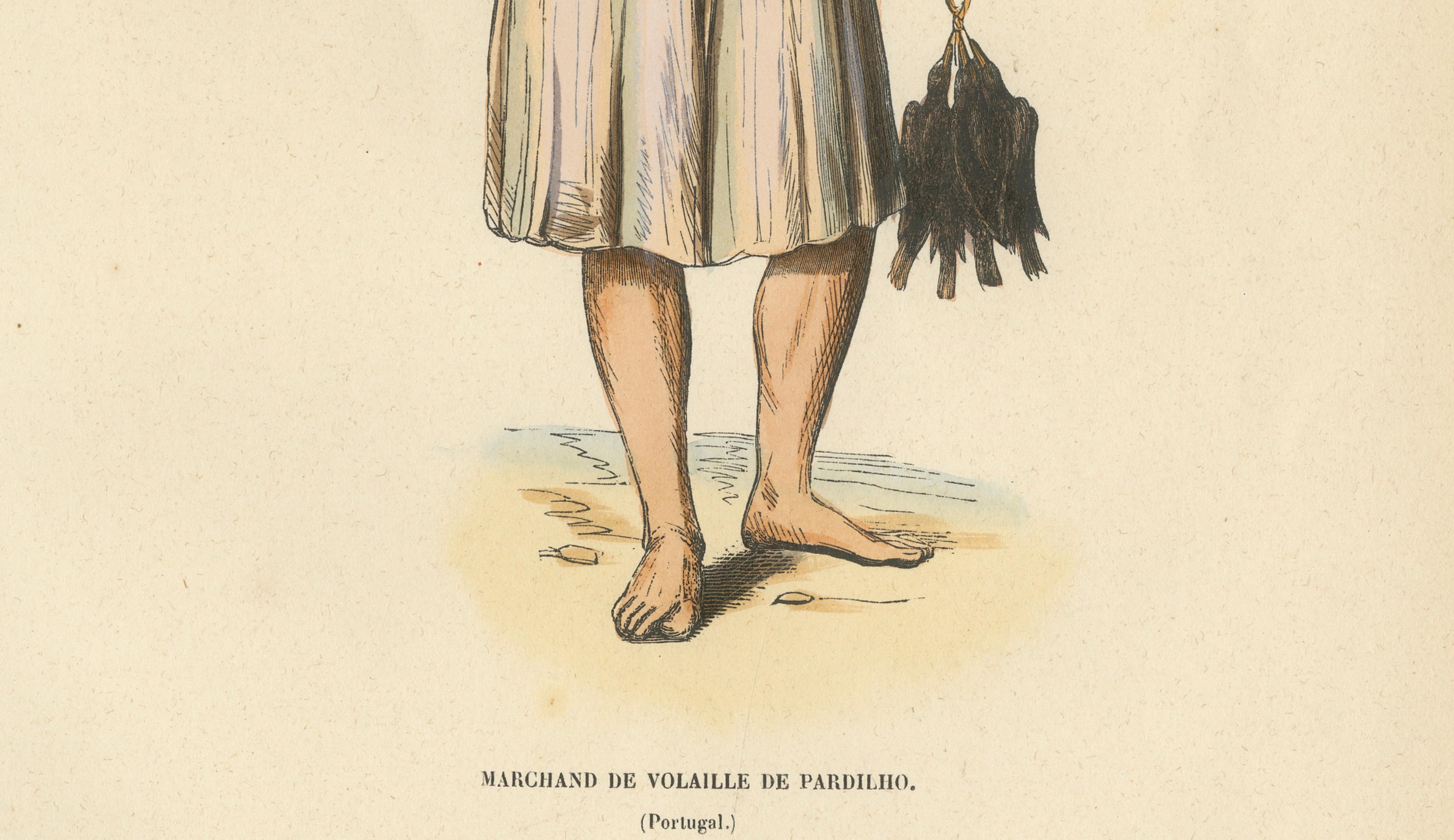 Poultry Seller of Pardilho, Portugal – Hand-Coloured Lithograph, c.1845
