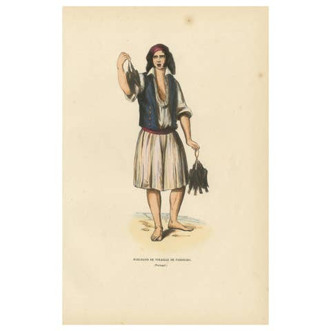 Poultry Seller of Pardilho, Portugal – Hand-Coloured Lithograph, c.1845