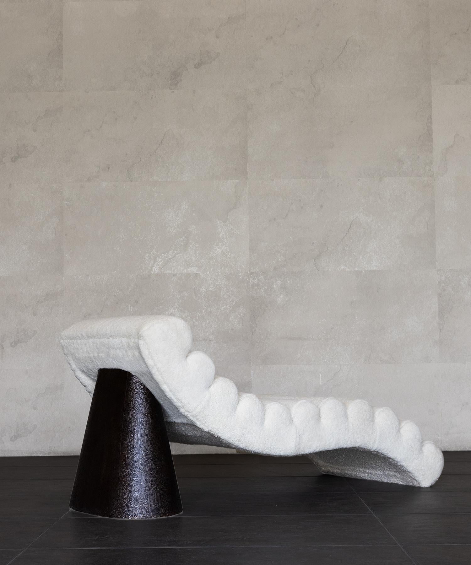 Bouclé POUND CHAISE - Cream Shearling + Hammered Dark Bronze by SHO MODERN
