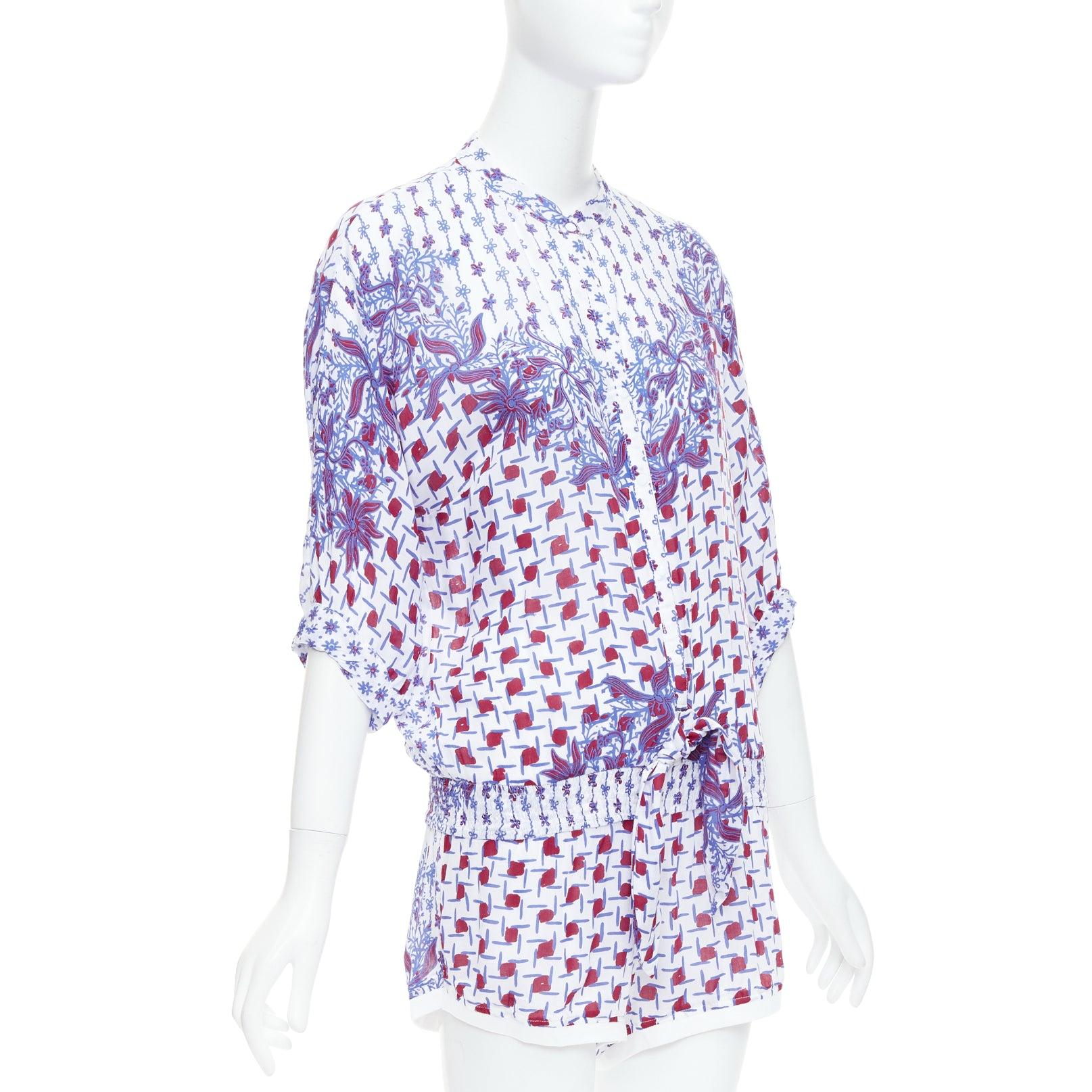 Purple POUPETTE SAINT BARTH Kim blue red white floral printed romper US0 XS For Sale