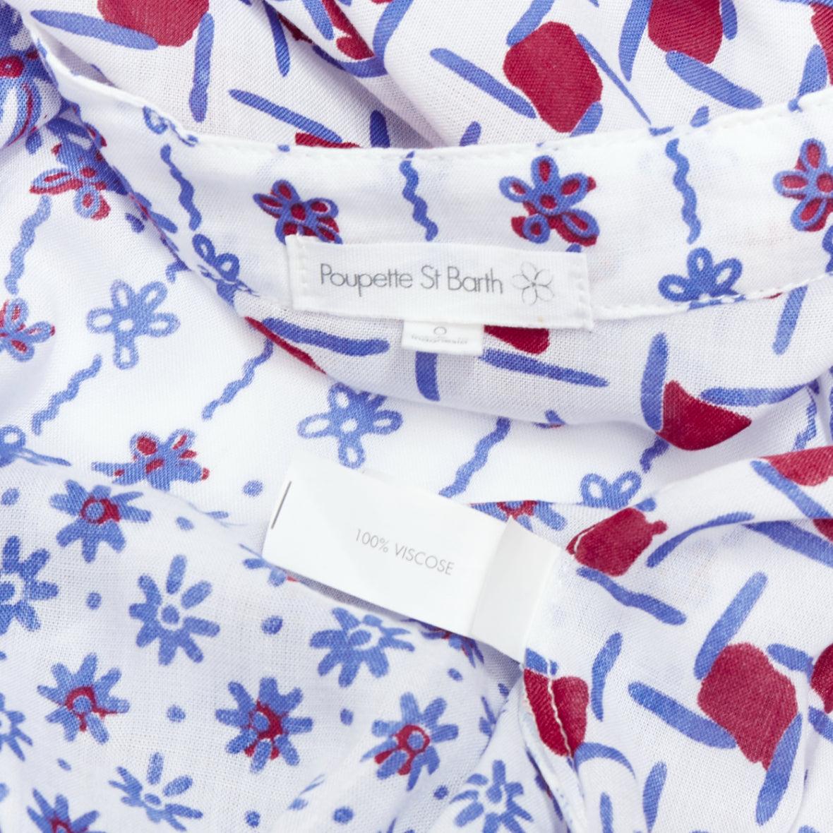 POUPETTE SAINT BARTH Kim blue red white floral printed romper US0 XS For Sale 4