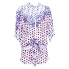 POUPETTE SAINT BARTH Kim azul rojo blanco estampado floral pelele US0 XS
