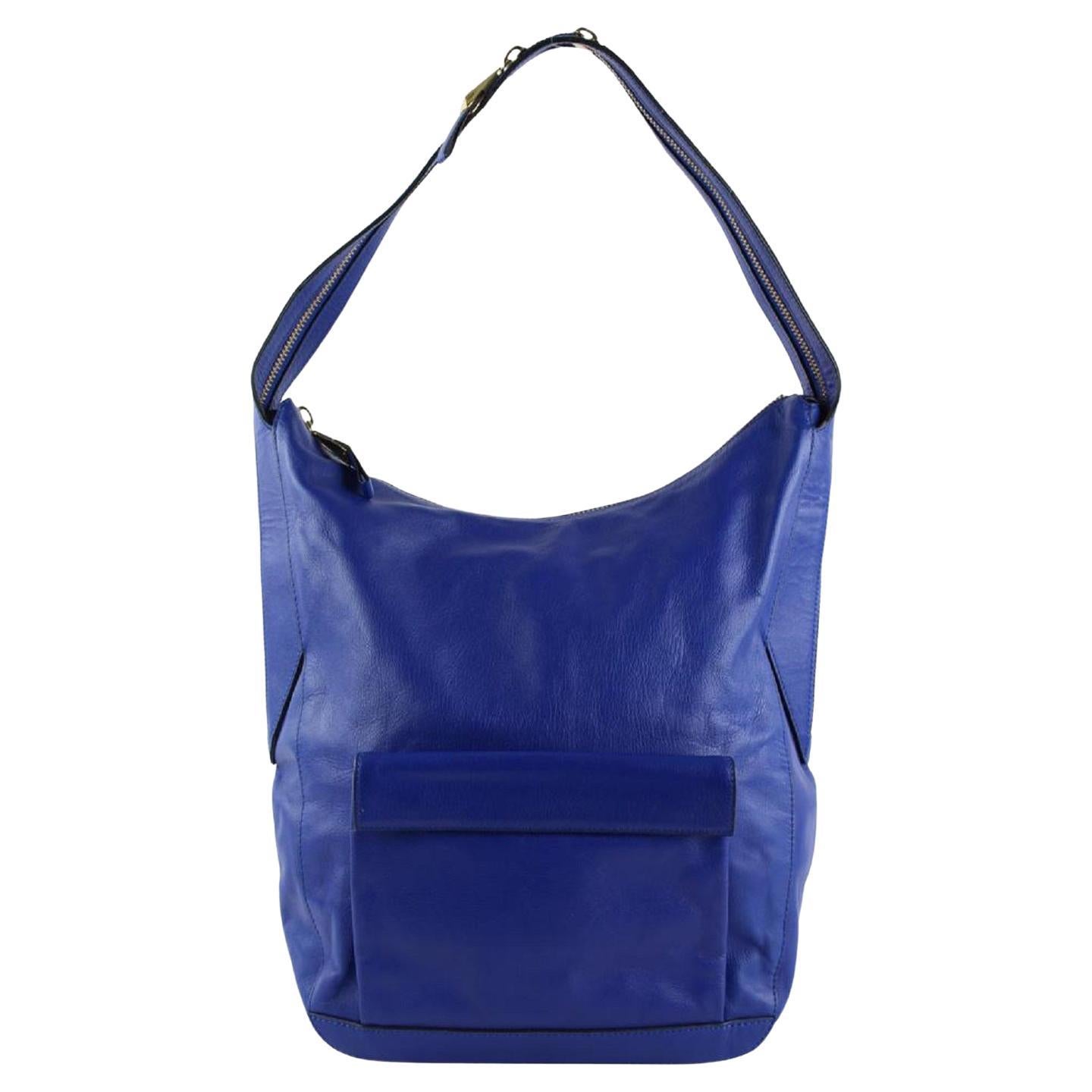 Pour La Victoire Blue Leather Hobo Bag 3PV1218 For Sale