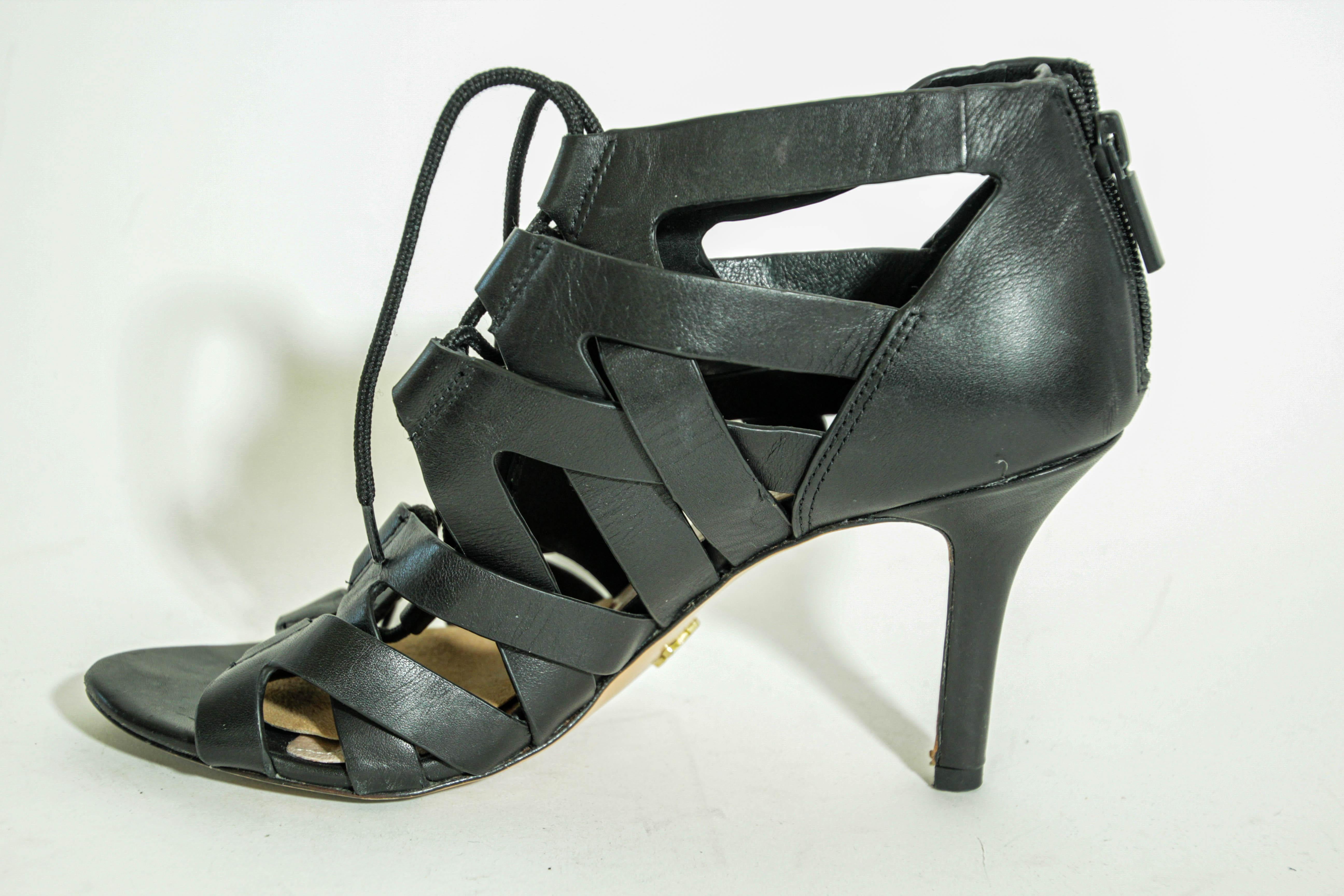 Pour La Victoire Lace-Up Gladiator Open Toe Caged Sandals High-Heel Size 9 For Sale 6
