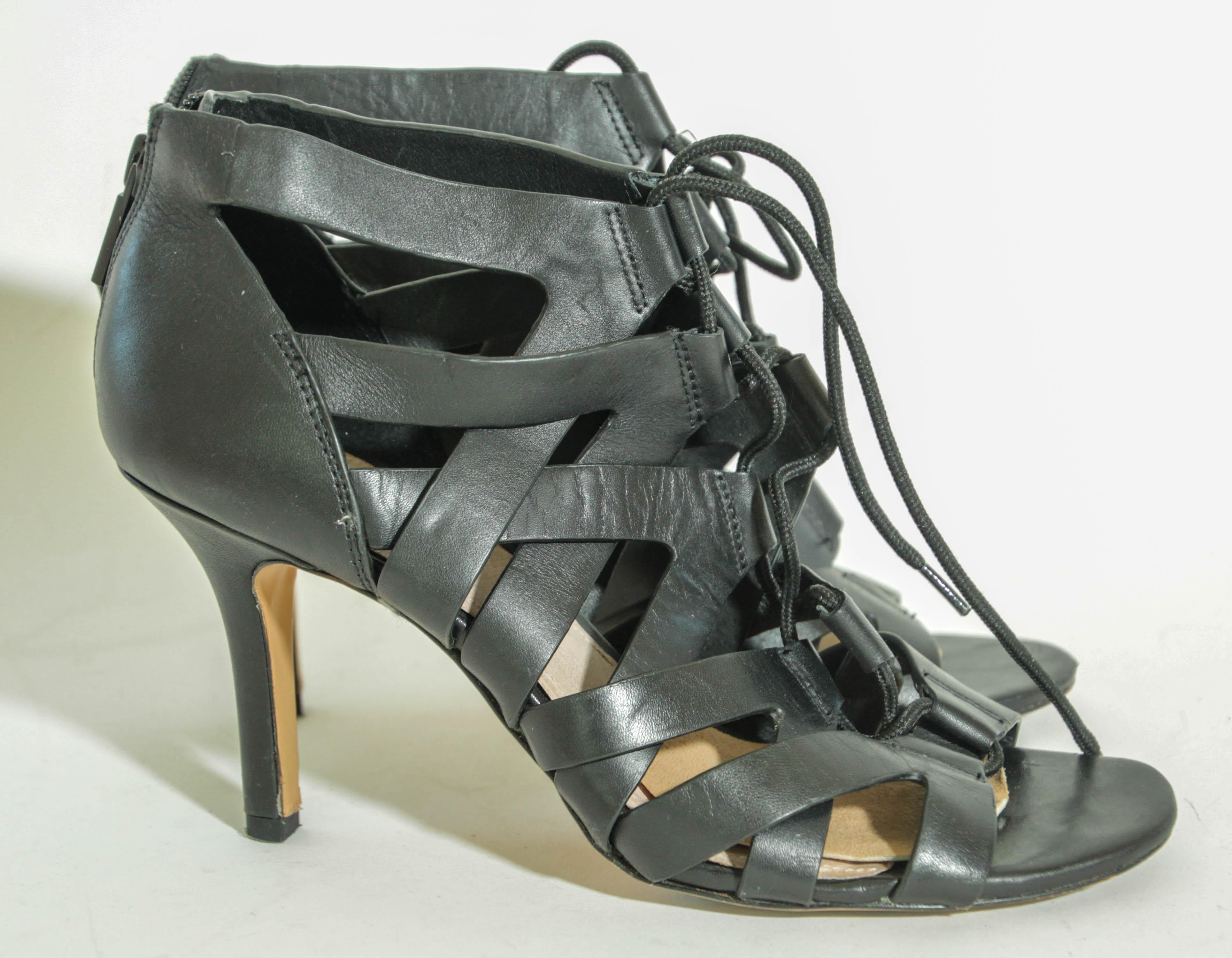 Pour La Victoire Lace-Up Gladiator Open Toe Caged Sandals High-Heel Size 9 For Sale 7
