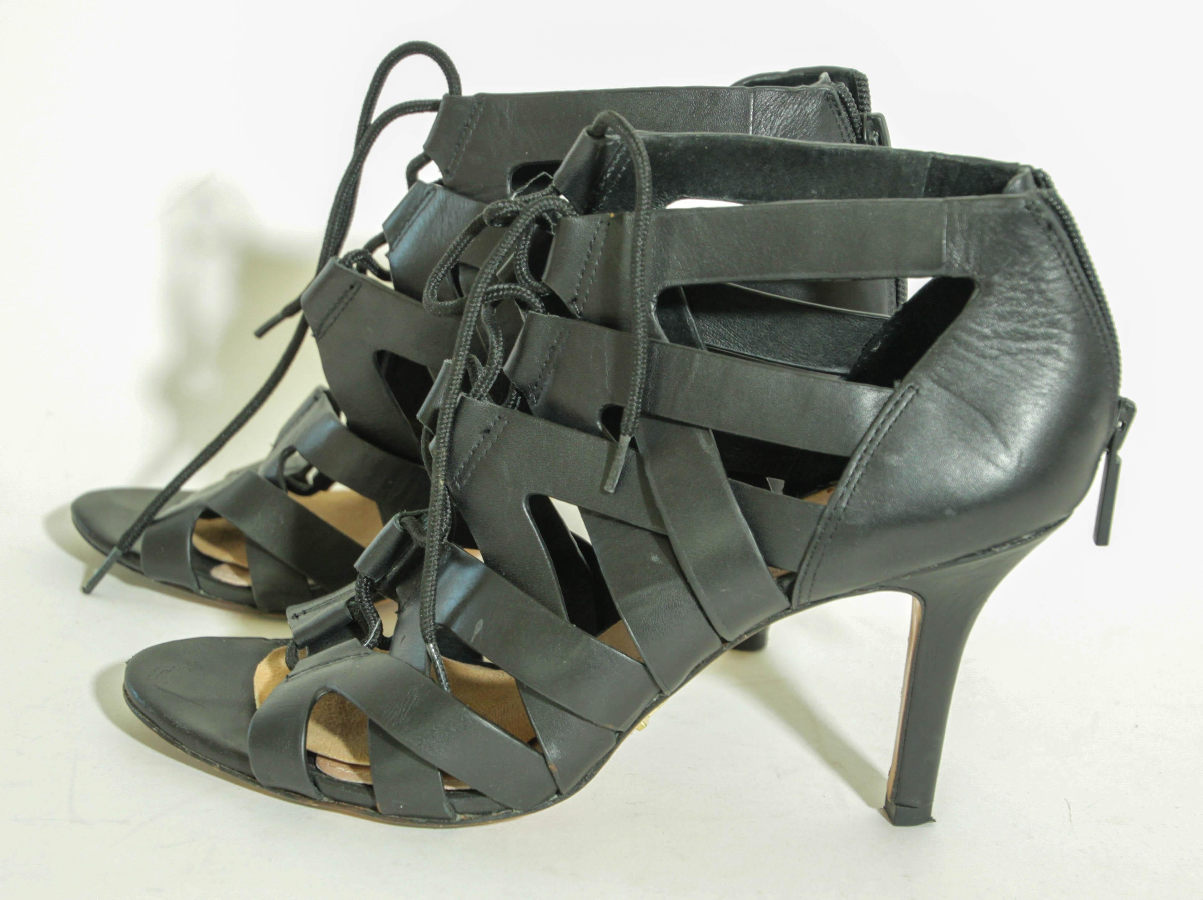 Pour La Victoire Lace-Up Gladiator Open Toe Caged Sandals High-Heel Size 9 For Sale 4