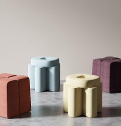 Pond Pouf by Hermhaus: Blue Fabric & Oak, Mid-Century Modern