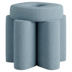 Pond Pouf by Hermhaus: Blue Fabric & Oak, Mid-Century Modern