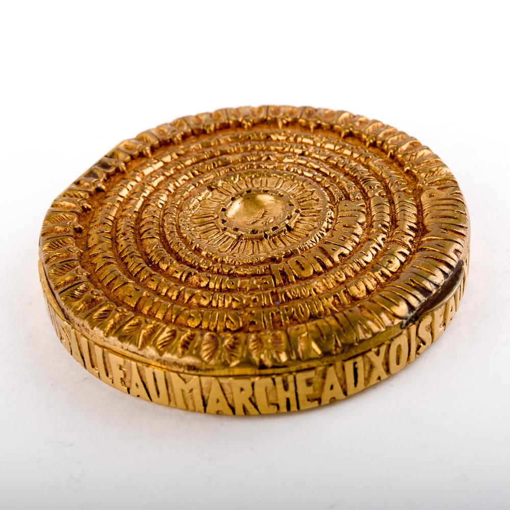 Mid-Century Modern Pour toi mon amour by Line Vautrin, Gilded Bronze Compact, France