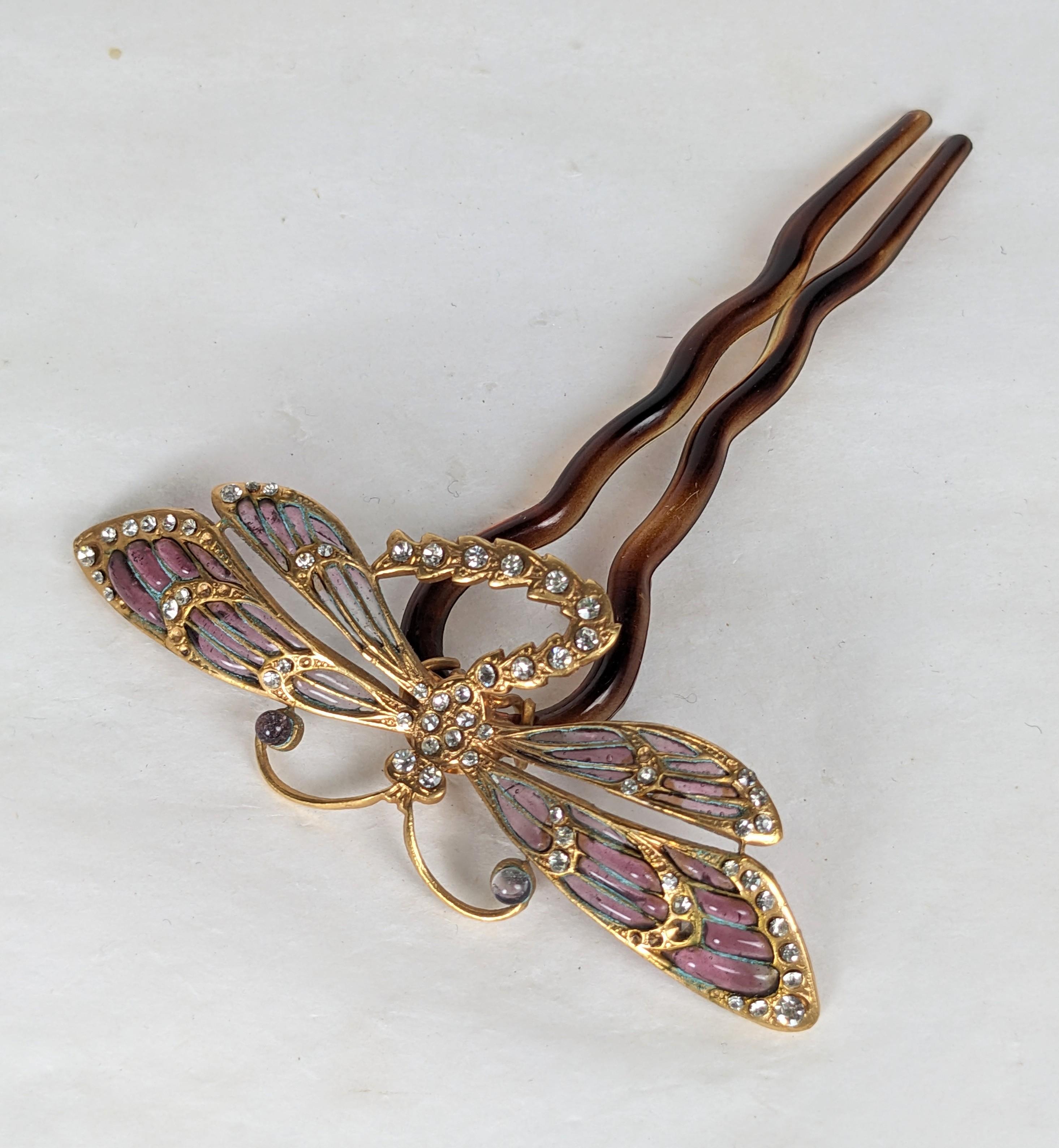Brown Poured Glass Dragonfly, Maison Gripoix for Alexandre Zouari For Sale