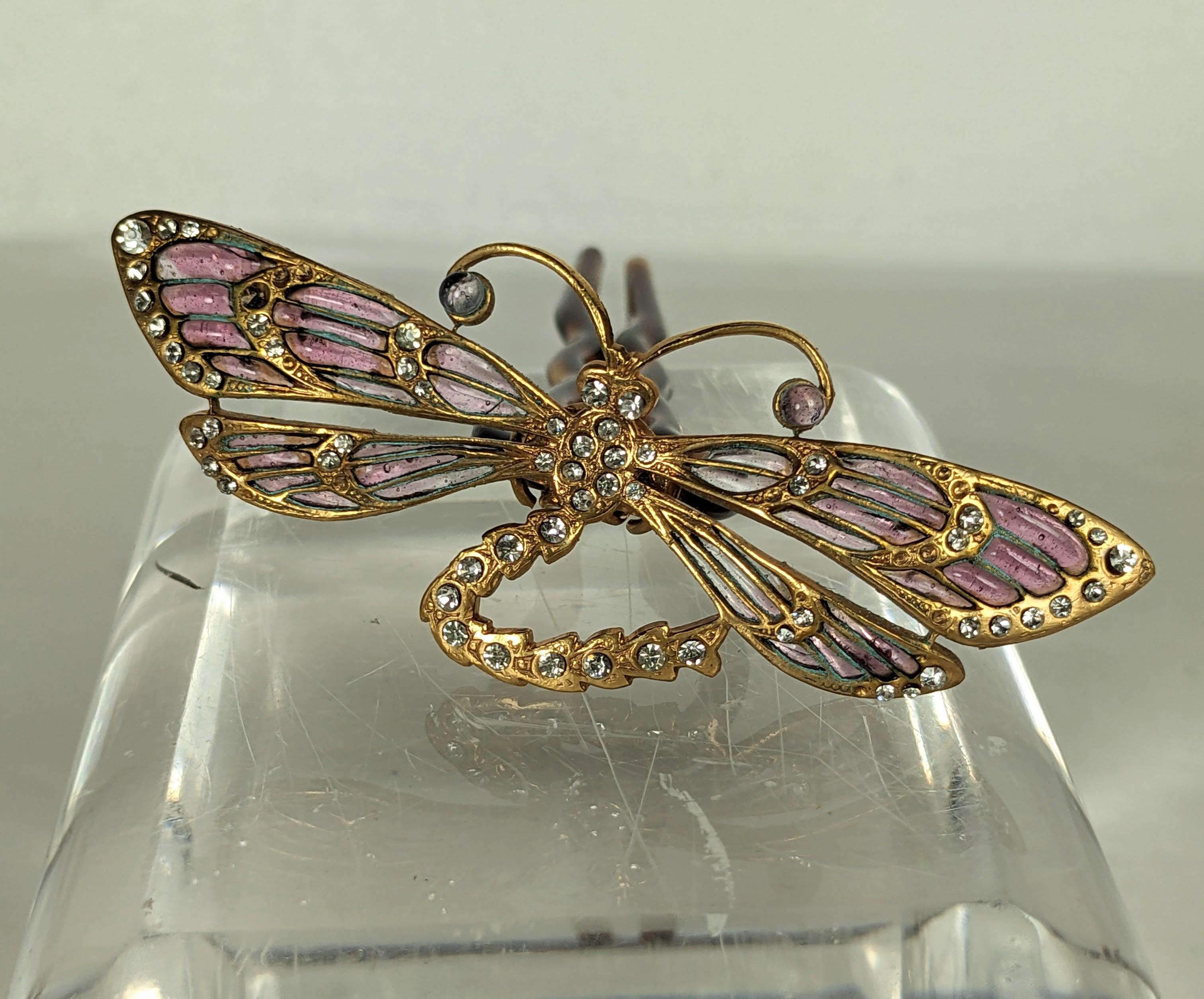 Women's or Men's Poured Glass Dragonfly, Maison Gripoix for Alexandre Zouari For Sale