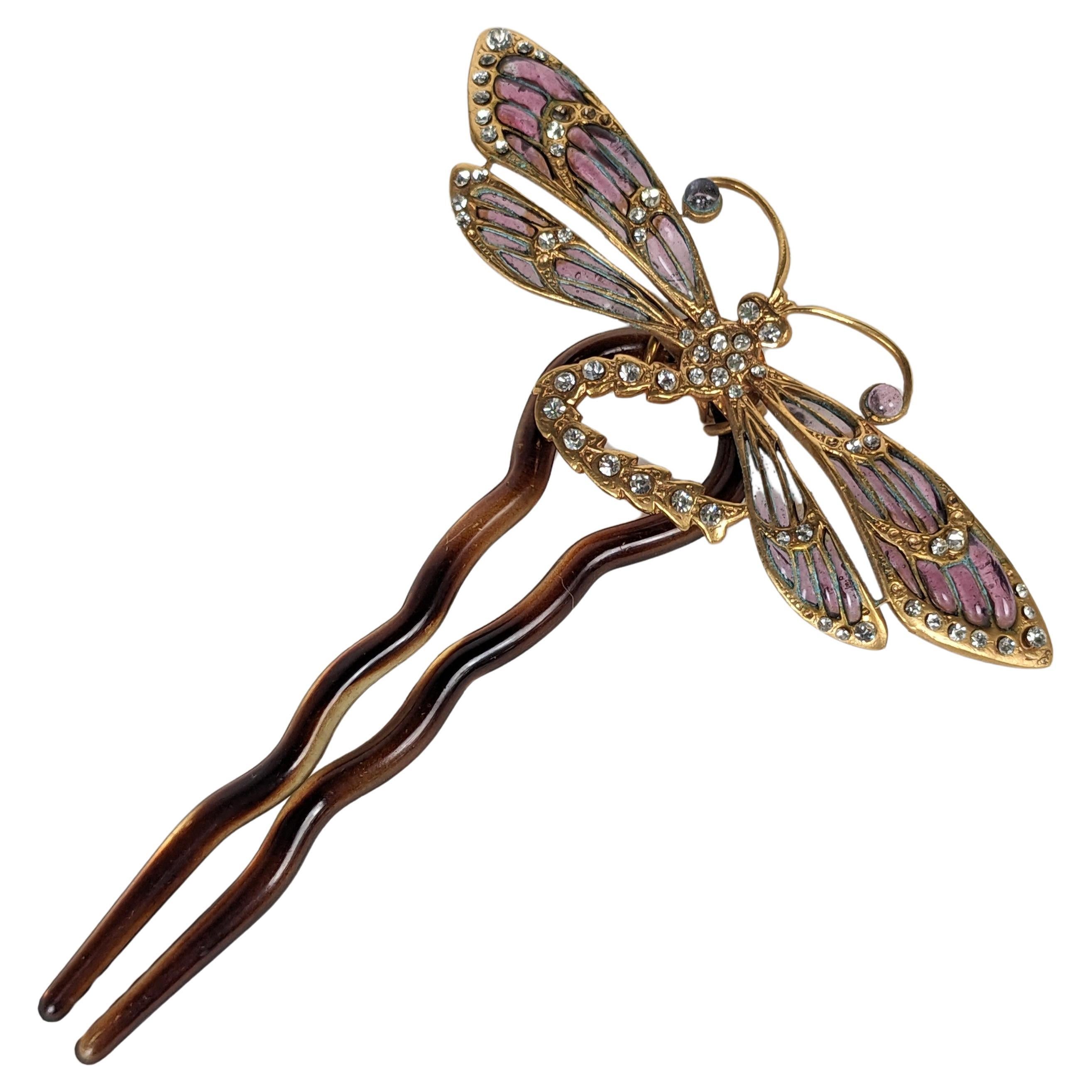 Poured Glass Dragonfly, Maison Gripoix for Alexandre Zouari For Sale