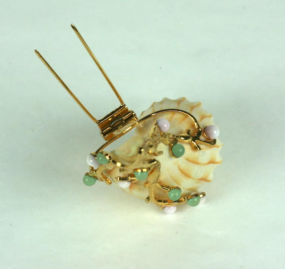 Women's or Men's Poured Glass Jeweled Shell Clip, MWLC