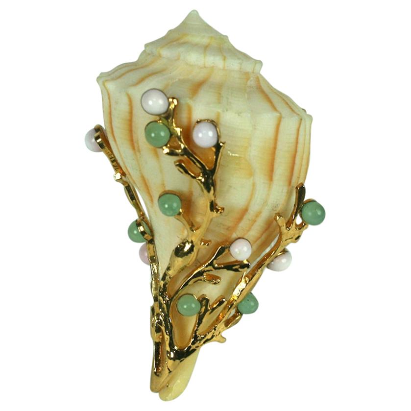 Poured Glass Jeweled Shell Clip, MWLC